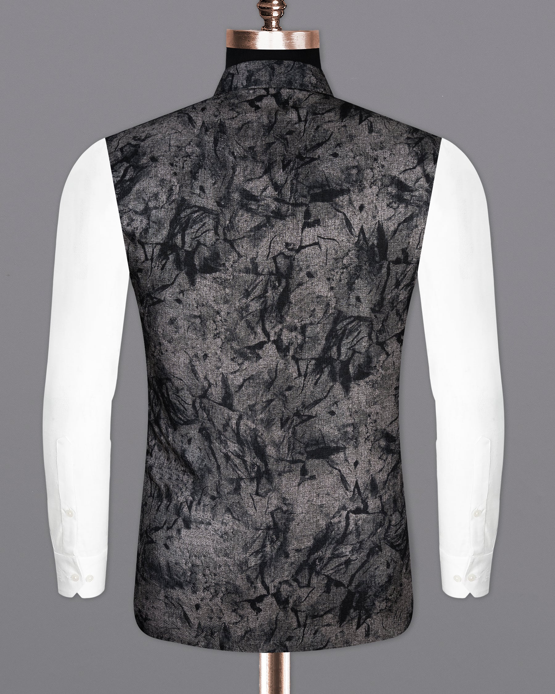 Dawn Gray and Onyx Black textured Designer Nehru Jacket  WC2182-36, WC2182-38, WC2182-40, WC2182-42, WC2182-44, WC2182-46, WC2182-48, WC2182-50, WC2182-52, WC2182-54, WC2182-56, WC2182-58, WC2182-60