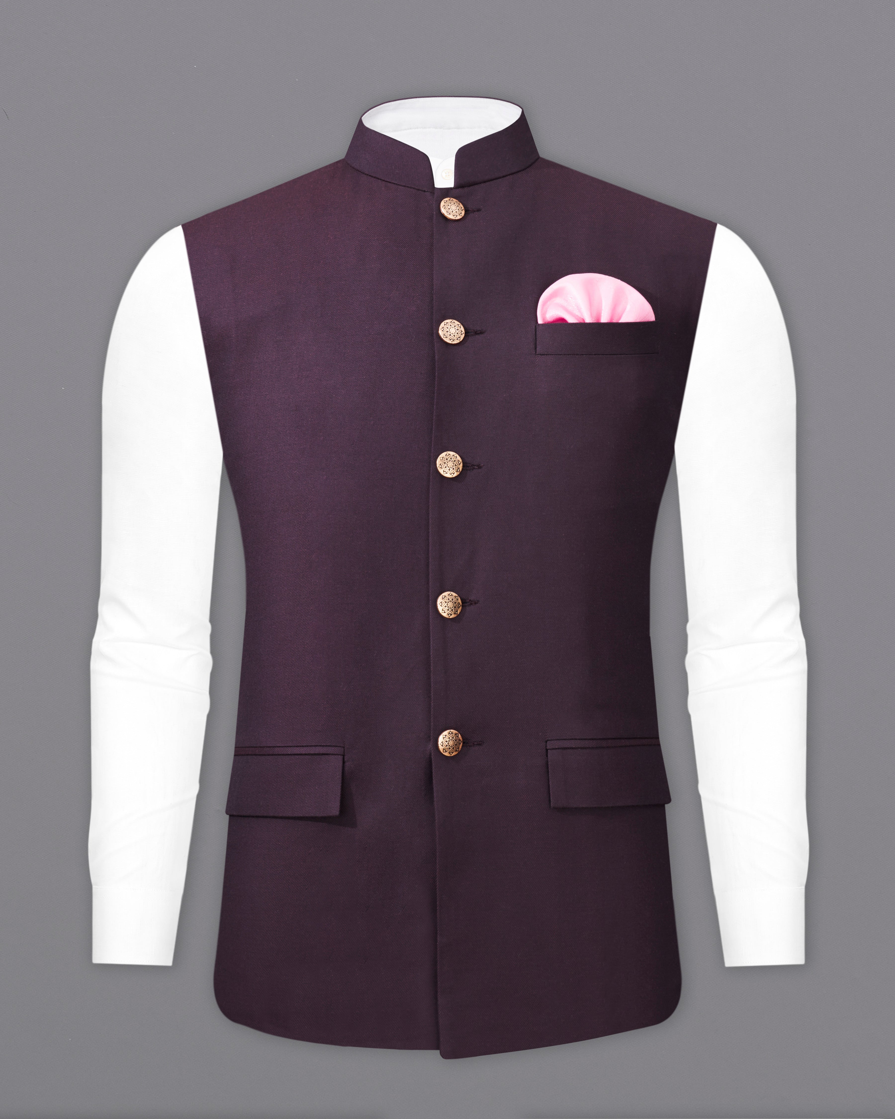 Eclipse Wine Textured Nehru Jacket