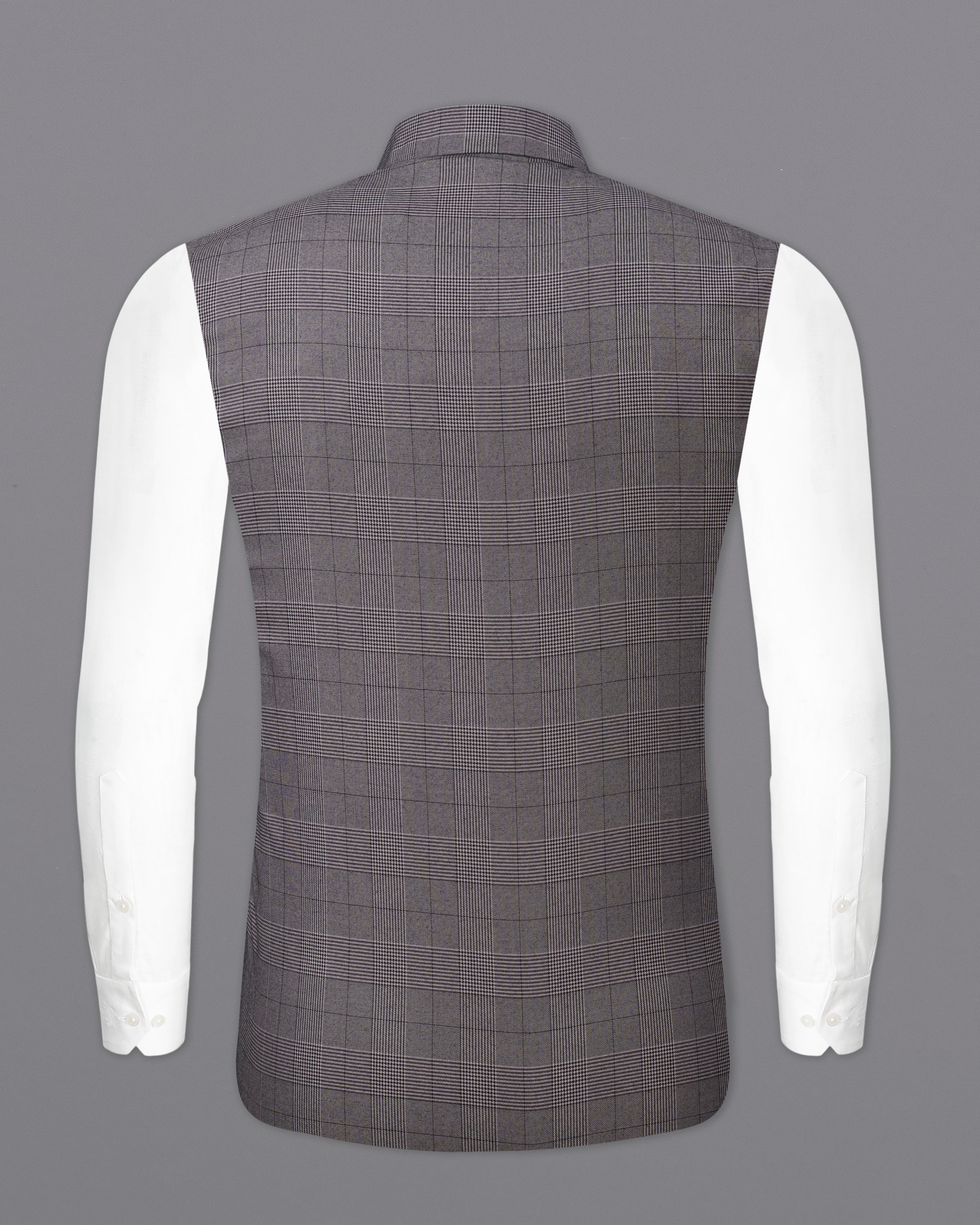 Fuscous Gray Plaid Nehru Jacket