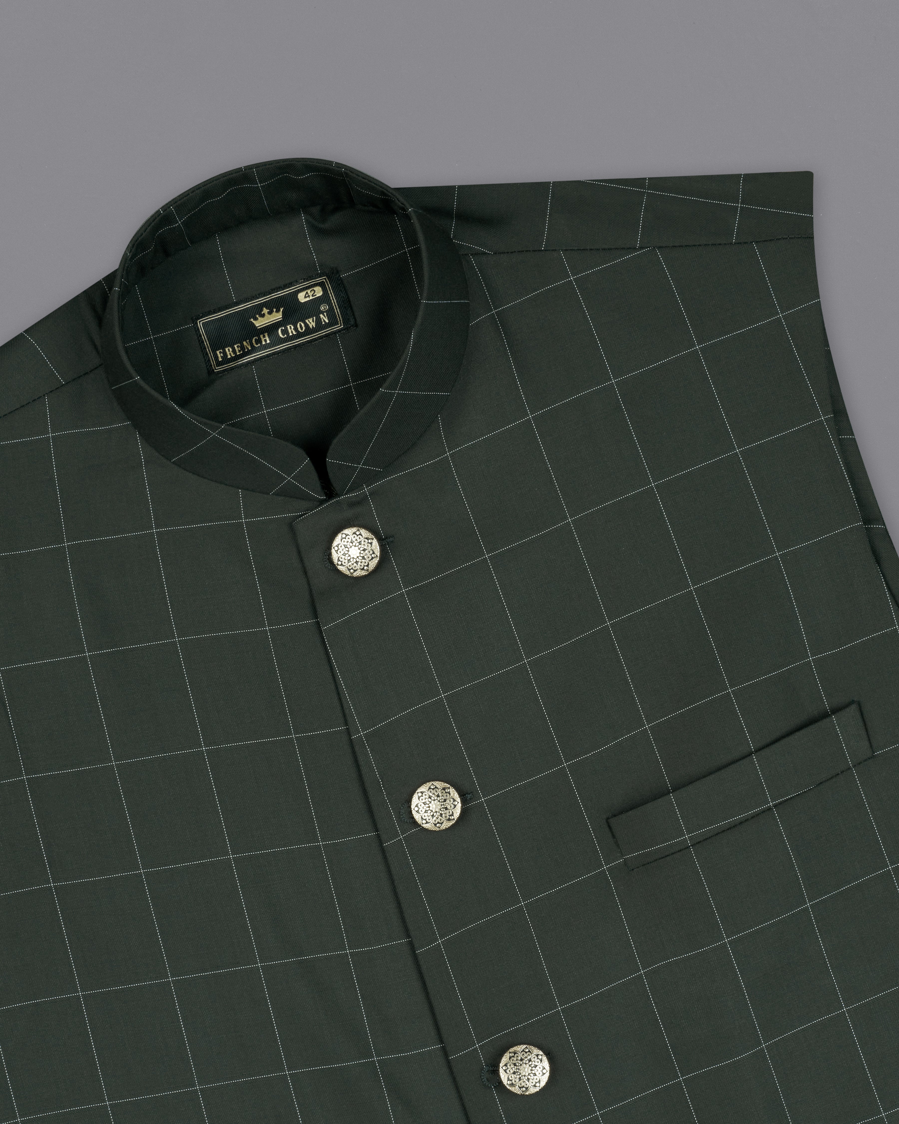 Mine Shaft Green Windowpane Nehru Jacket