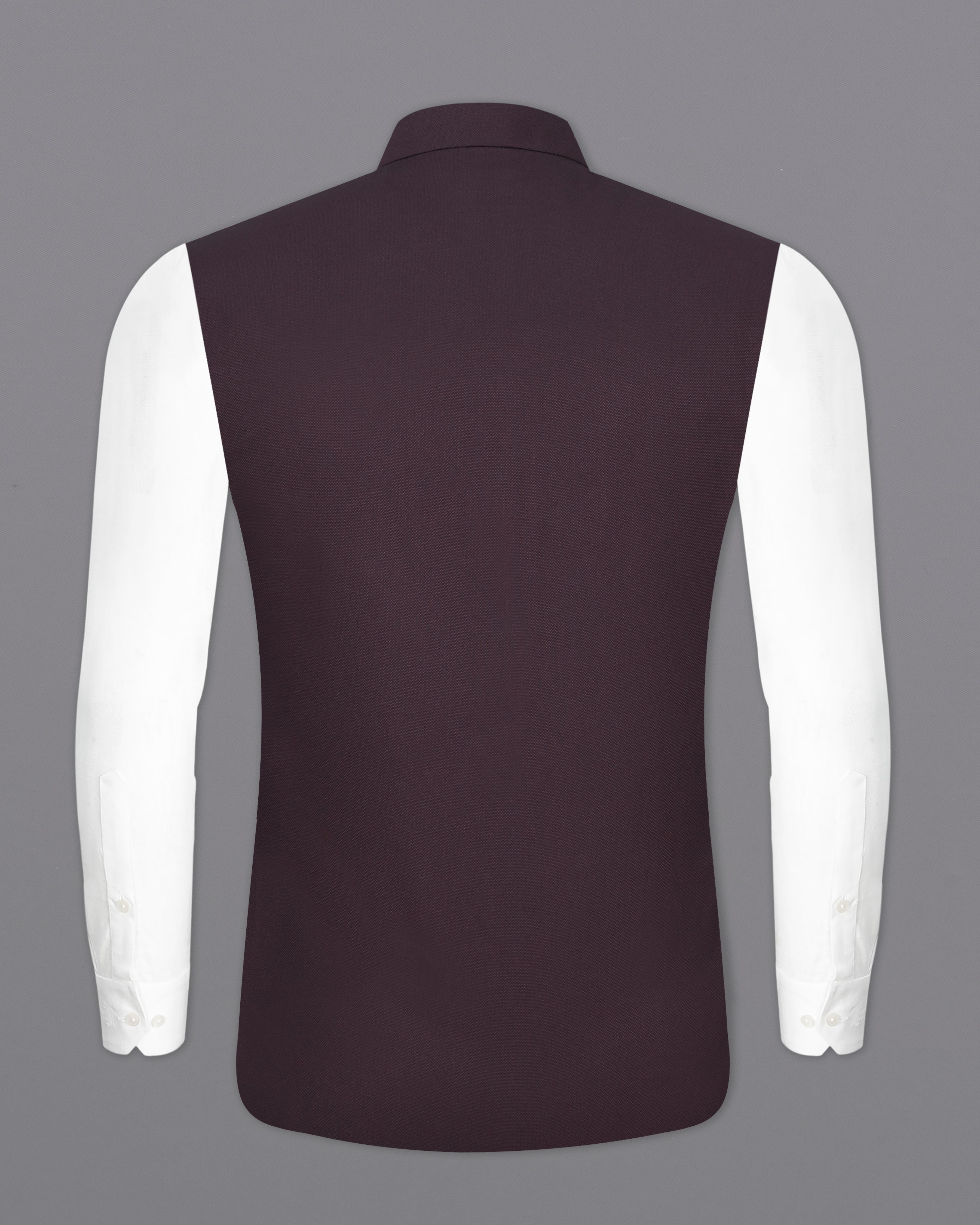 Aubergine Maroon Textured Nehru Jacket WC2291-36, WC2291-38, WC2291-40, WC2291-42, WC2291-44, WC2291-46, WC2291-48, WC2291-50, WC2291-52, WC2291-54, WC2291-56, WC2291-58, WC2291-60