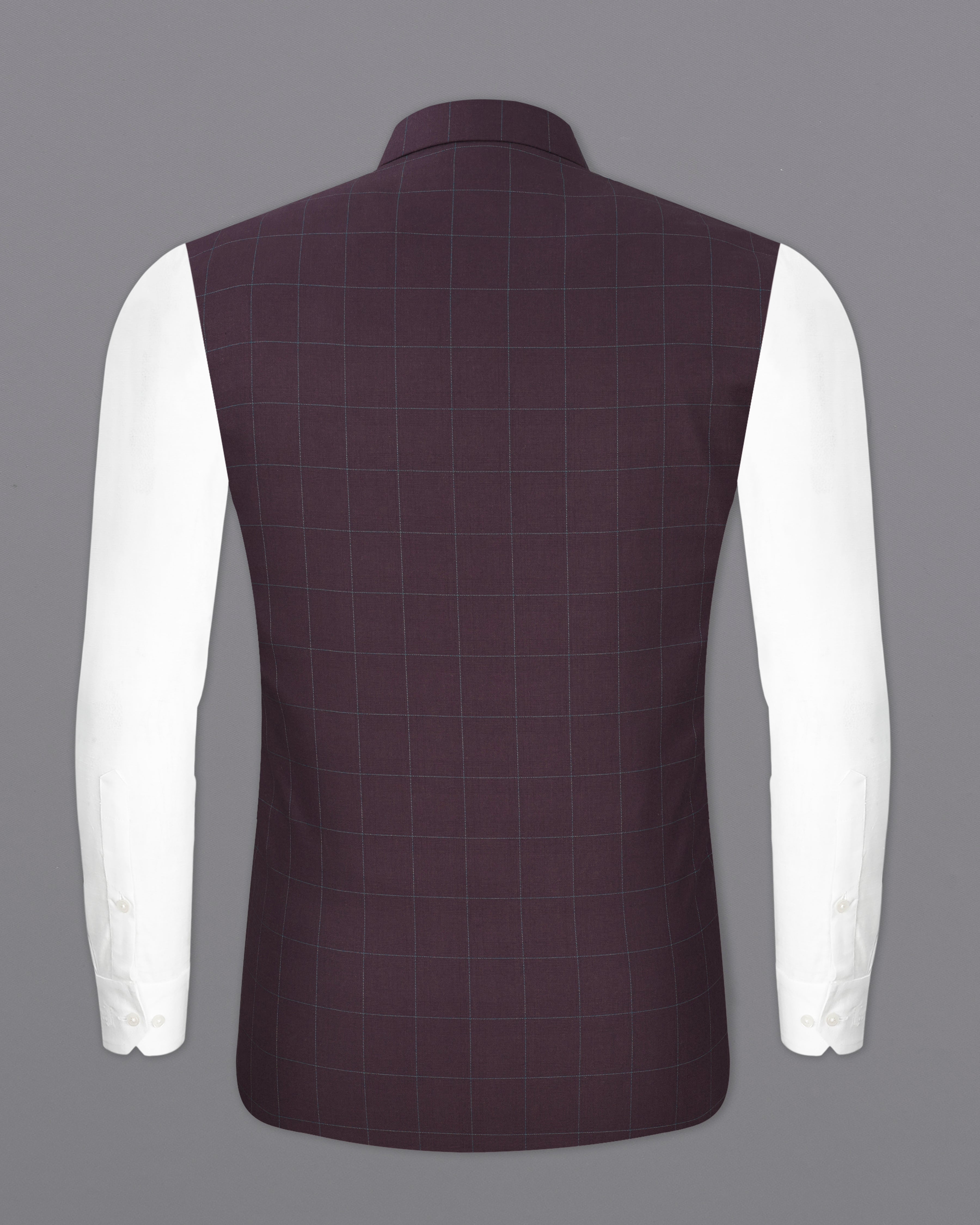 Thunder Maroon Plaid Nehru Jacket WC2332-36, WC2332-38, WC2332-40, WC2332-42, WC2332-44, WC2332-46, WC2332-48, WC2332-50, WC2332-52, WC2332-54, WC2332-56, WC2332-58, WC2332-60