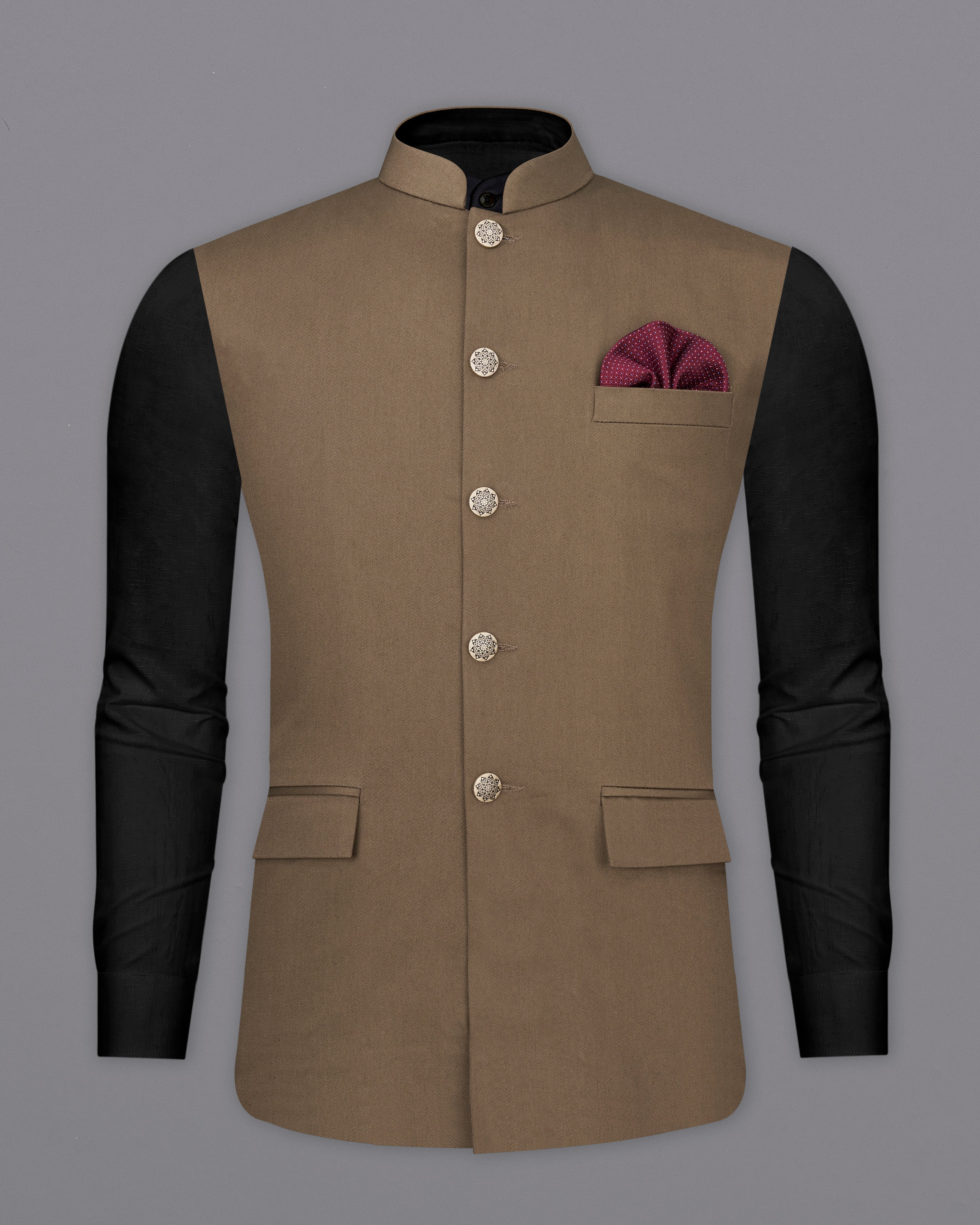 Dorado Brown Premium Cotton Designer Nehru Jacket WC2384-36, WC2384-38, WC2384-40, WC2384-42, WC2384-44, WC2384-46, WC2384-48, WC2384-50, WC2384-52, WC2384-54, WC2384-56, WC2384-58, WC2384-60