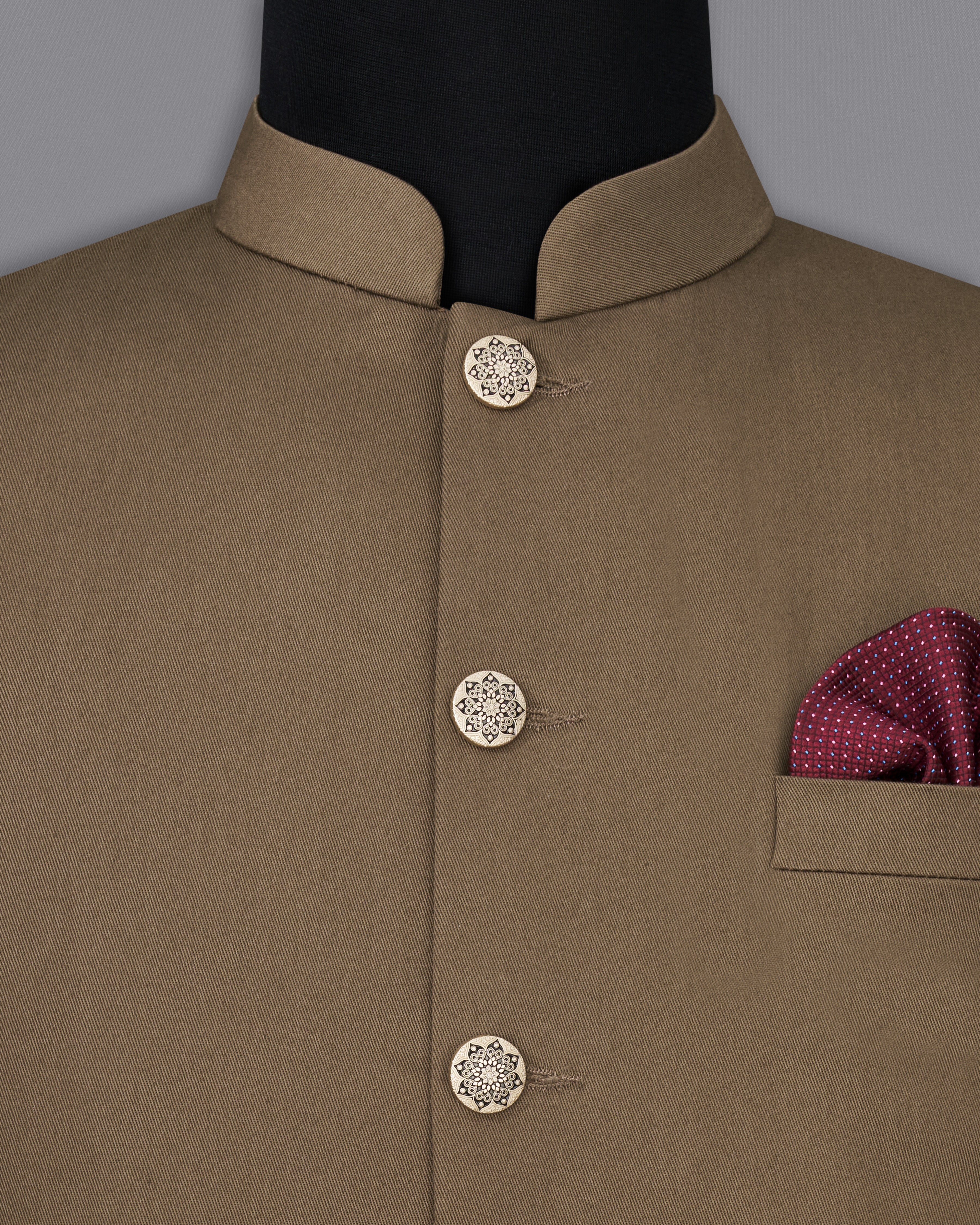 Dorado Brown Premium Cotton Designer Nehru Jacket WC2384-36, WC2384-38, WC2384-40, WC2384-42, WC2384-44, WC2384-46, WC2384-48, WC2384-50, WC2384-52, WC2384-54, WC2384-56, WC2384-58, WC2384-60