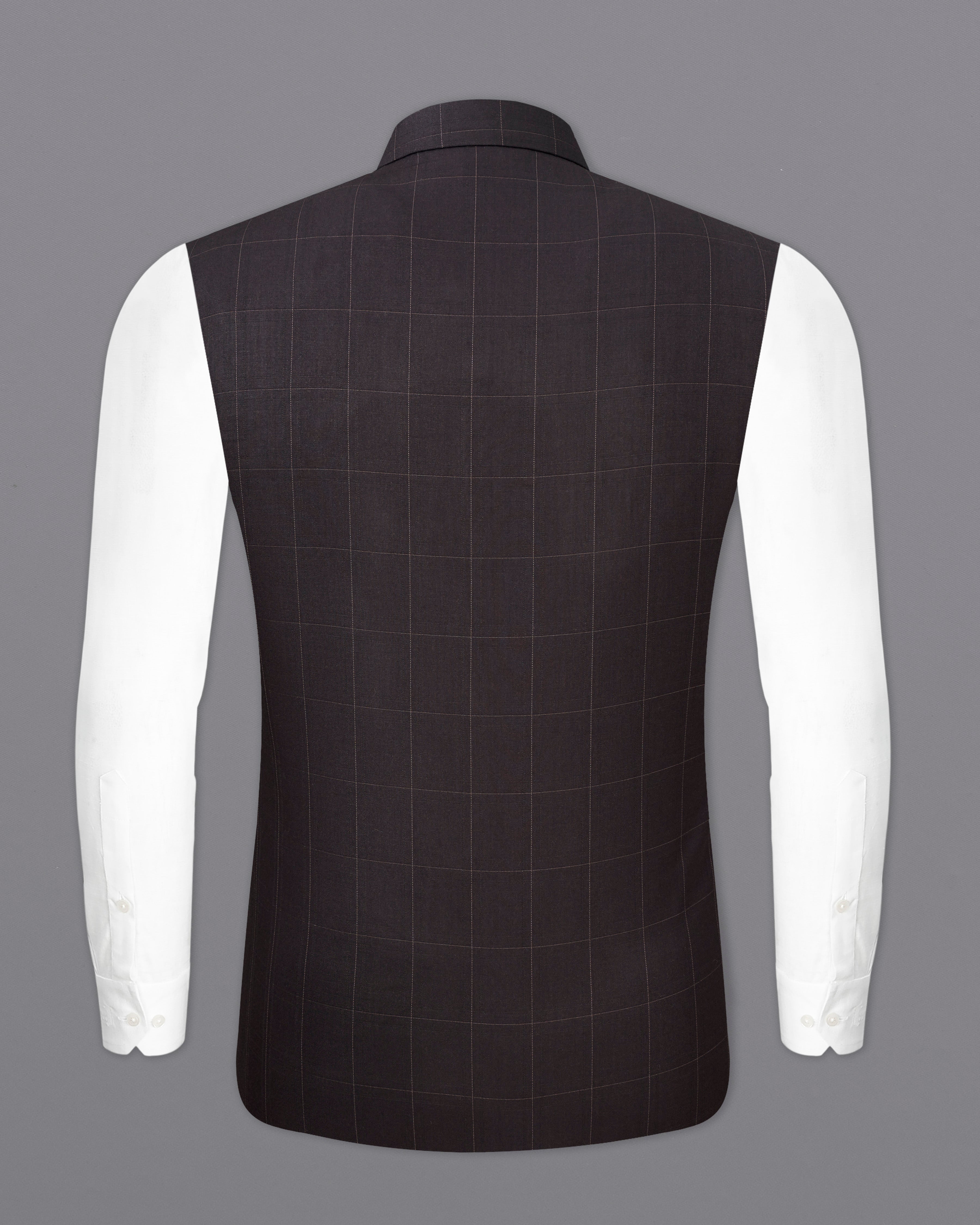 Piano Brown Windowpane Nehru Jacket