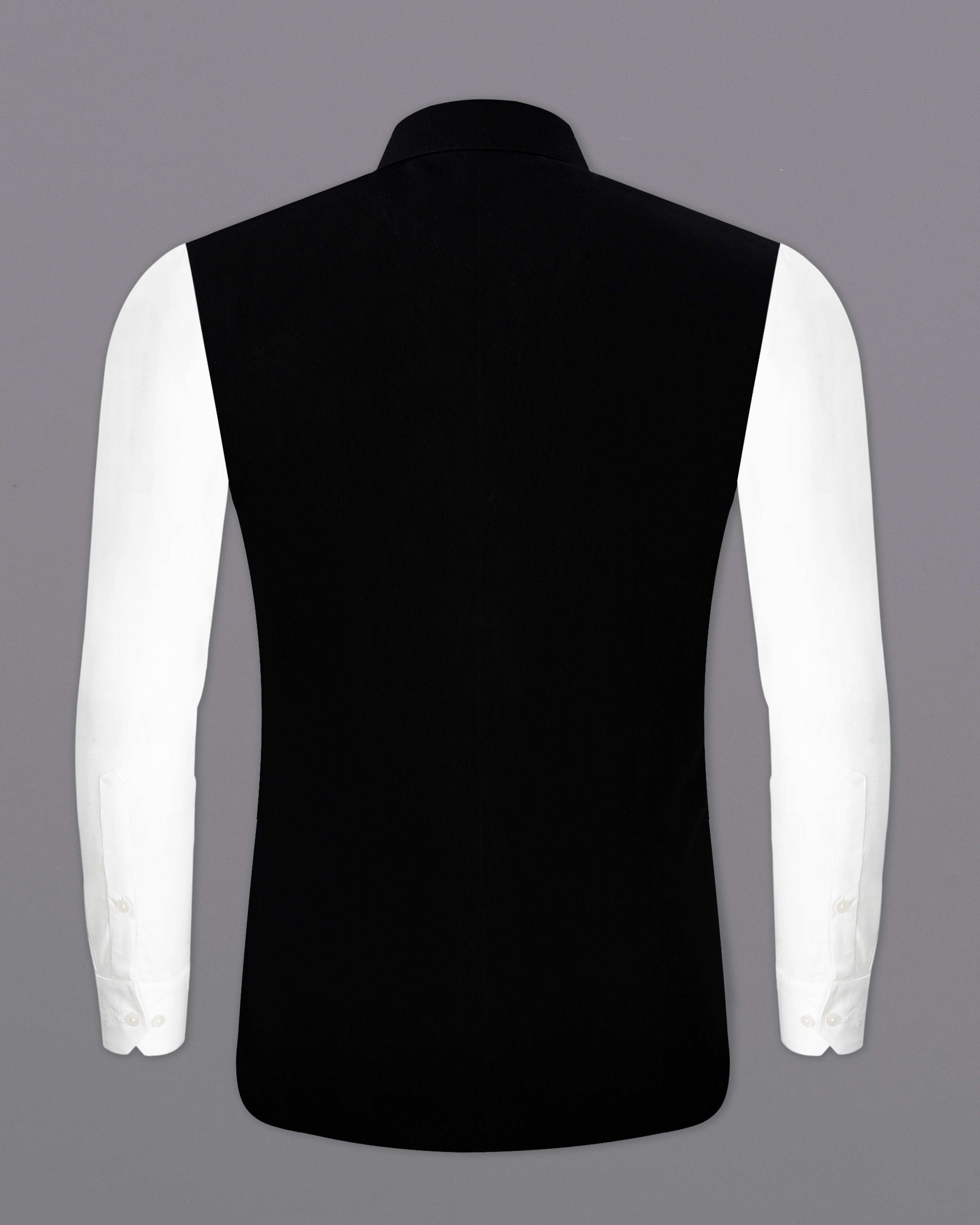 Korean Black textured Nehru Jacket WC2554-36, WC2554-38, WC2554-40, WC2554-42, WC2554-44, WC2554-46, WC2554-48, WC2554-50, WC2554-52, WC2554-54, WC2554-55, WC2554-58, WC2554-60