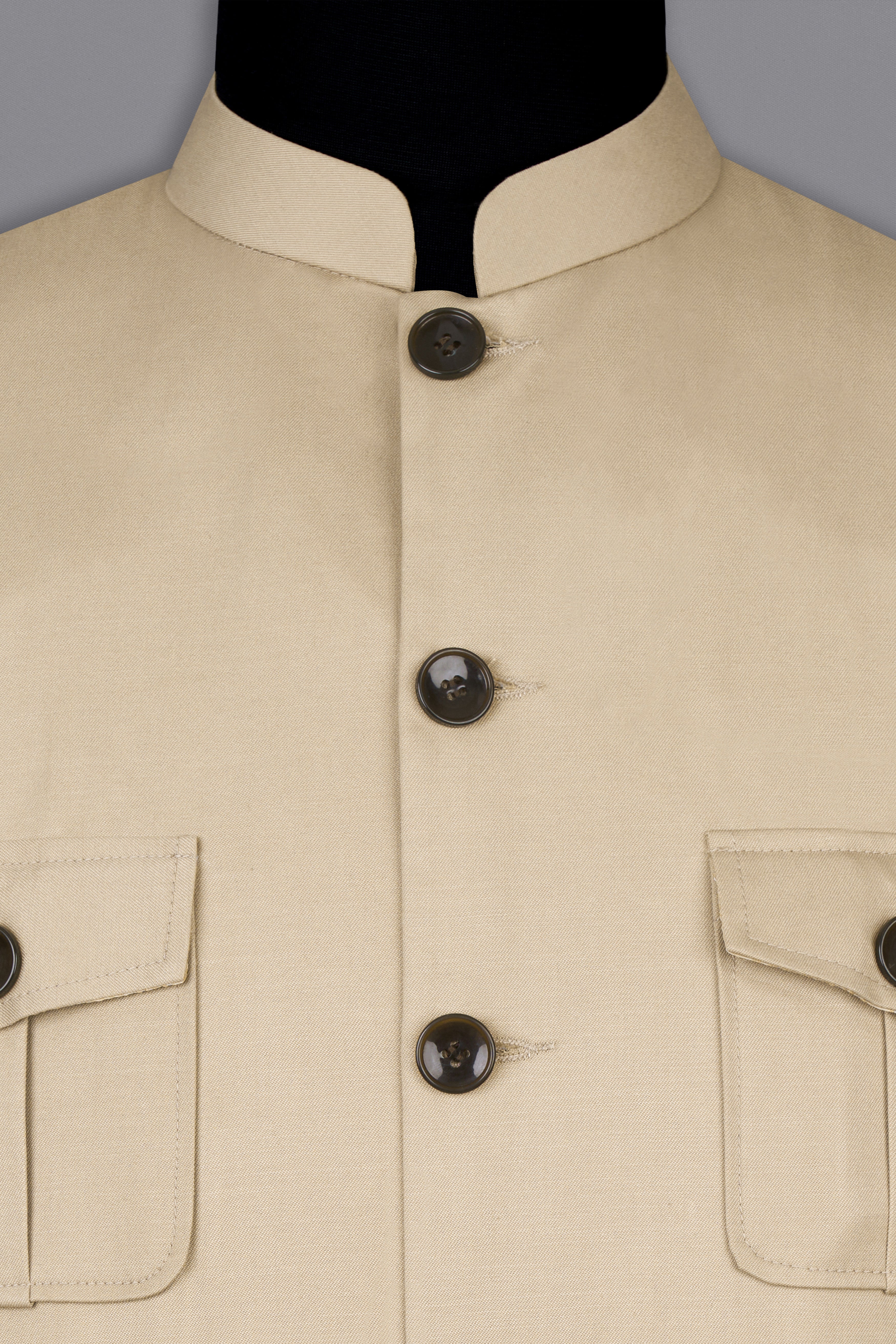 Hazelnut Cream Subtle Sheen Designer Nehru Jacket