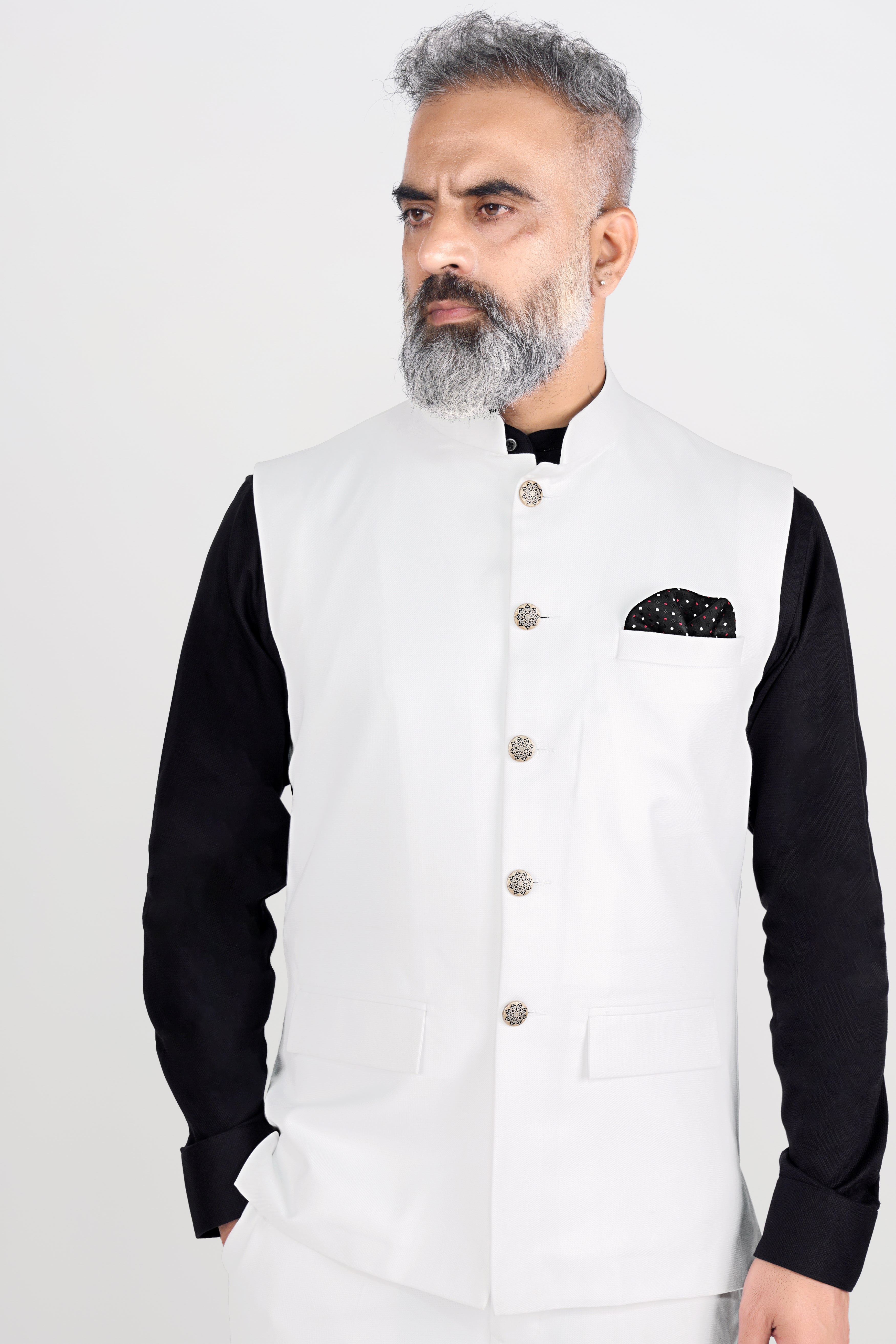 Bright White Wool Rich Nehru Jacket