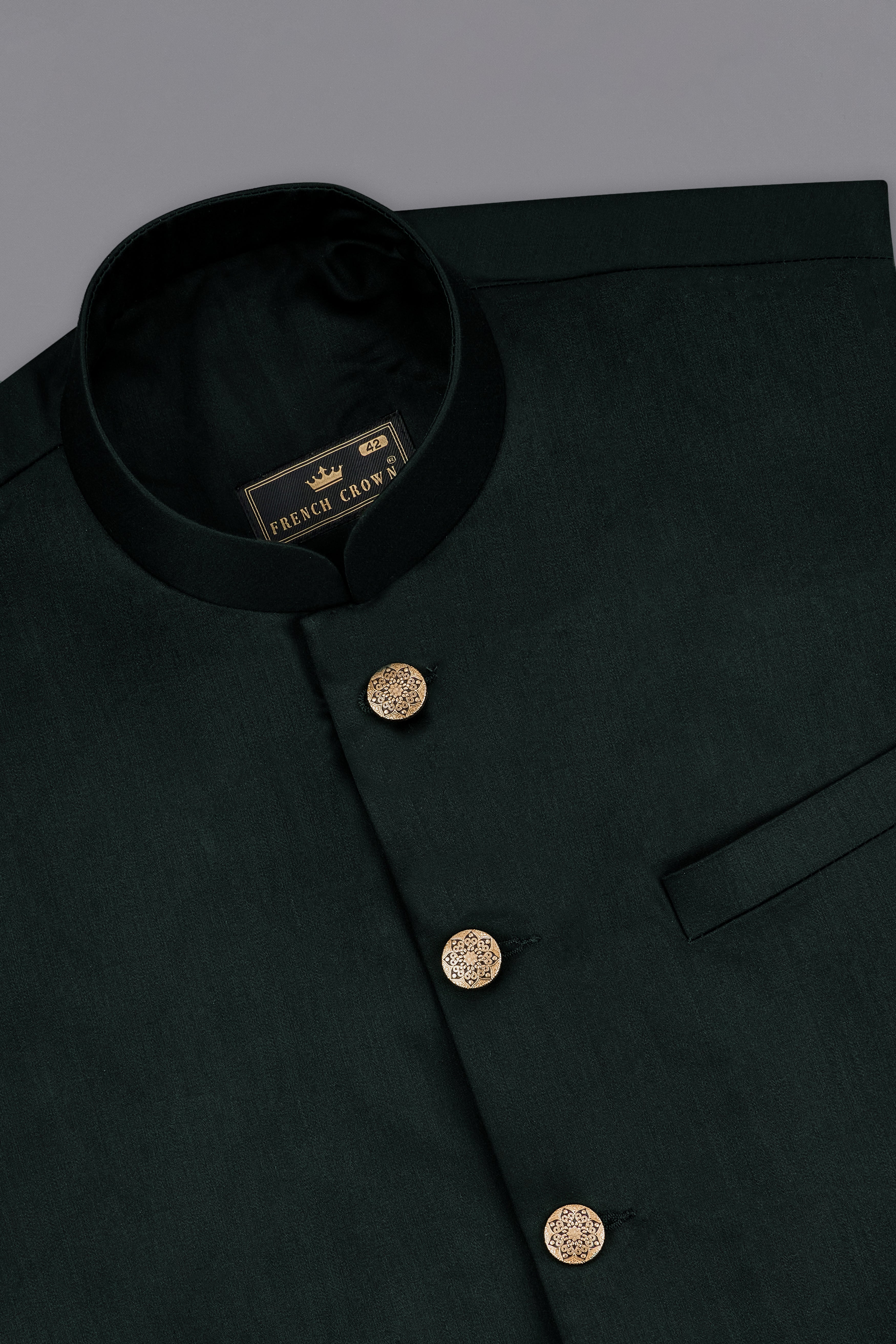 Juniper Green Subtle Sheen Nehru Jacket