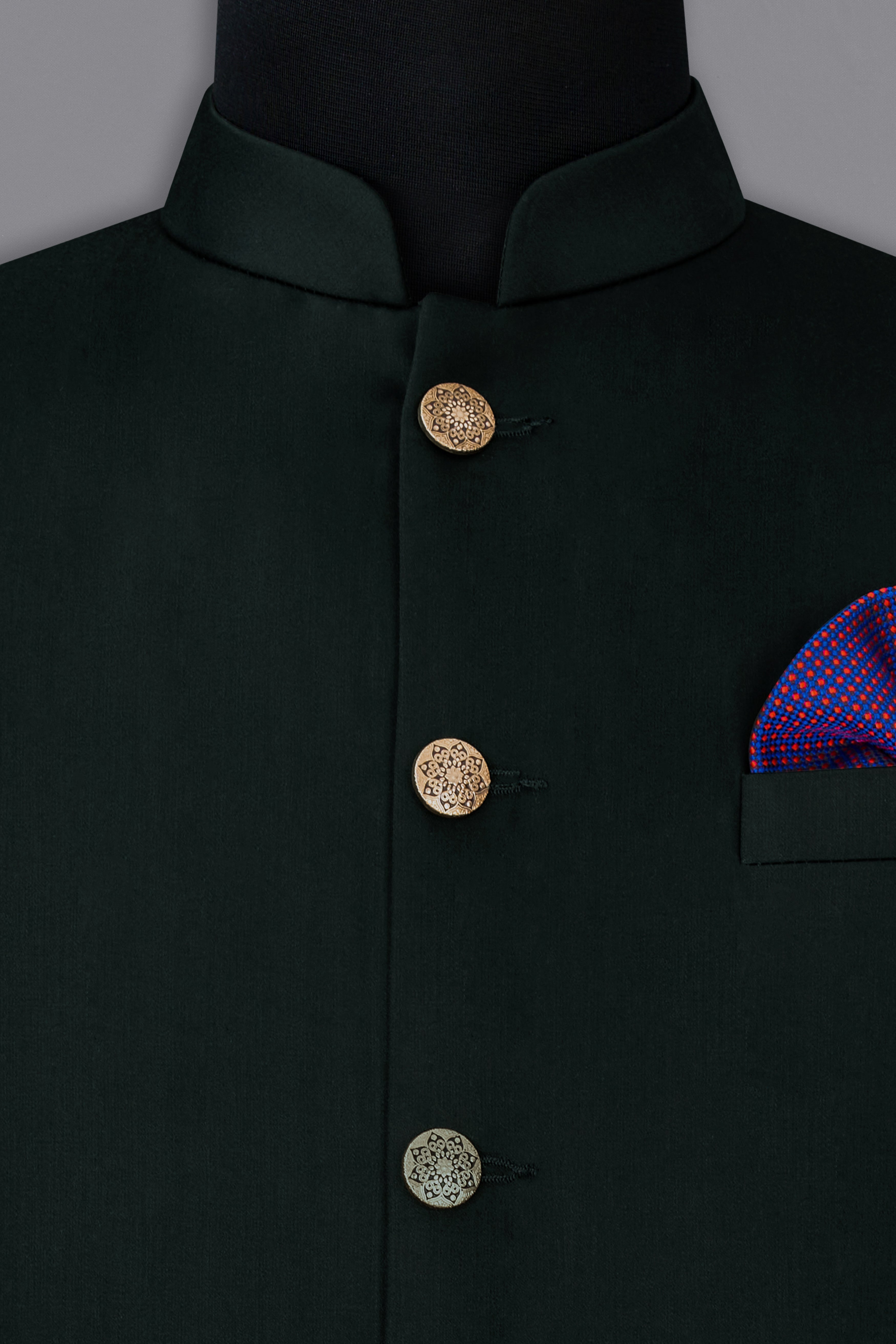 Juniper Green Subtle Sheen Nehru Jacket