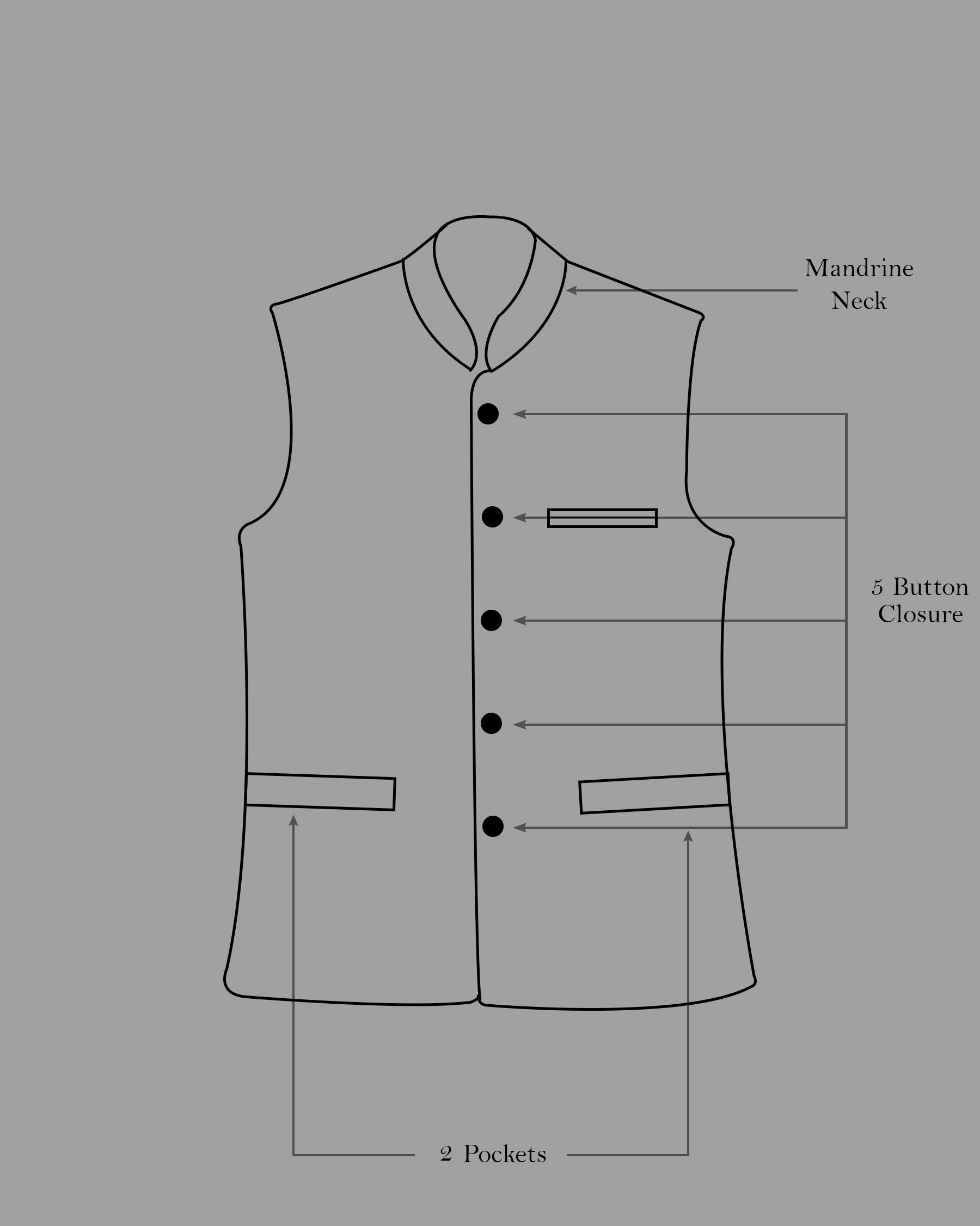 Pharlap Brown and Gainsboro Gray Designer Nehru Jacket