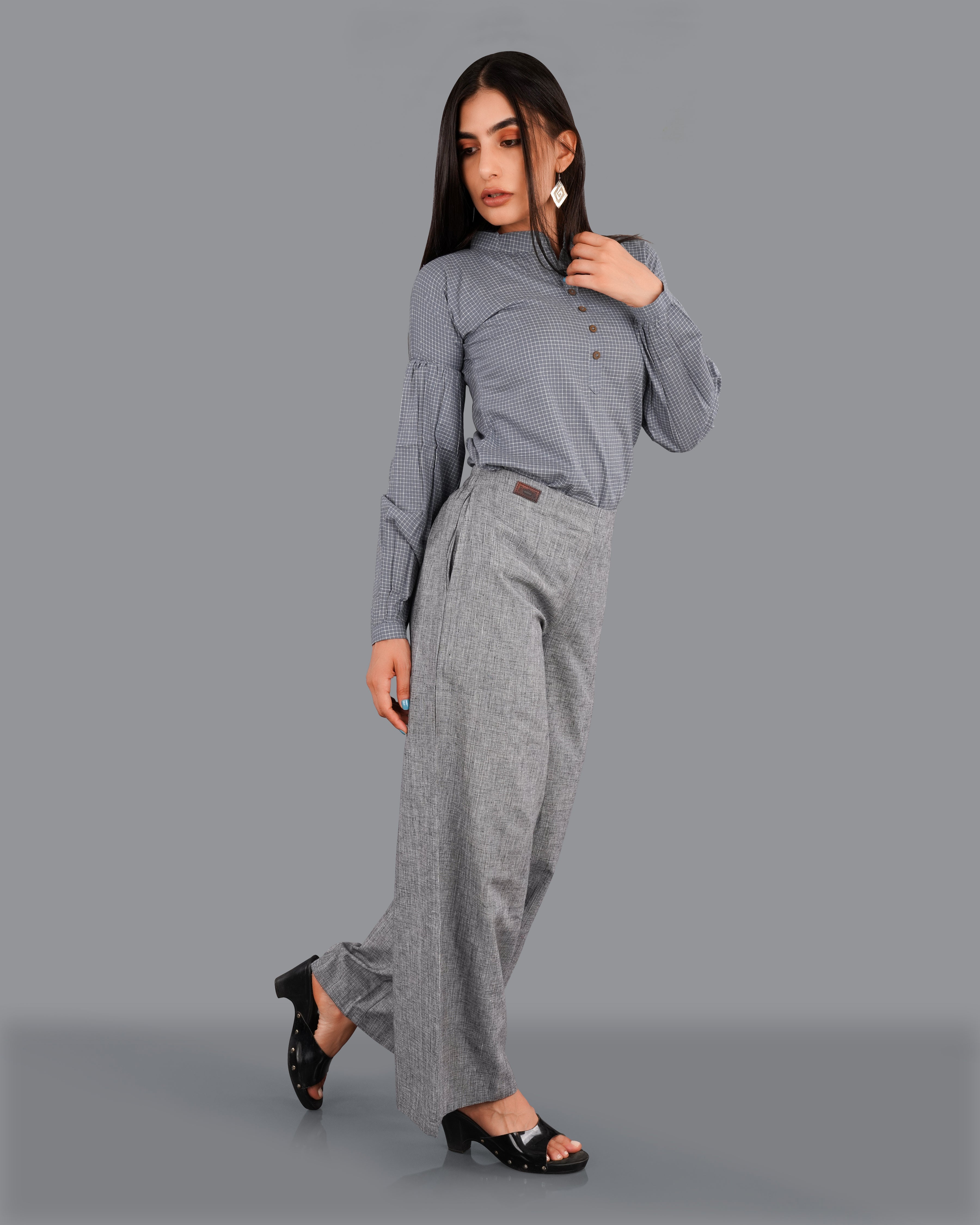 Gunsmoke Gray Premium Cotton A-Line Palazzo