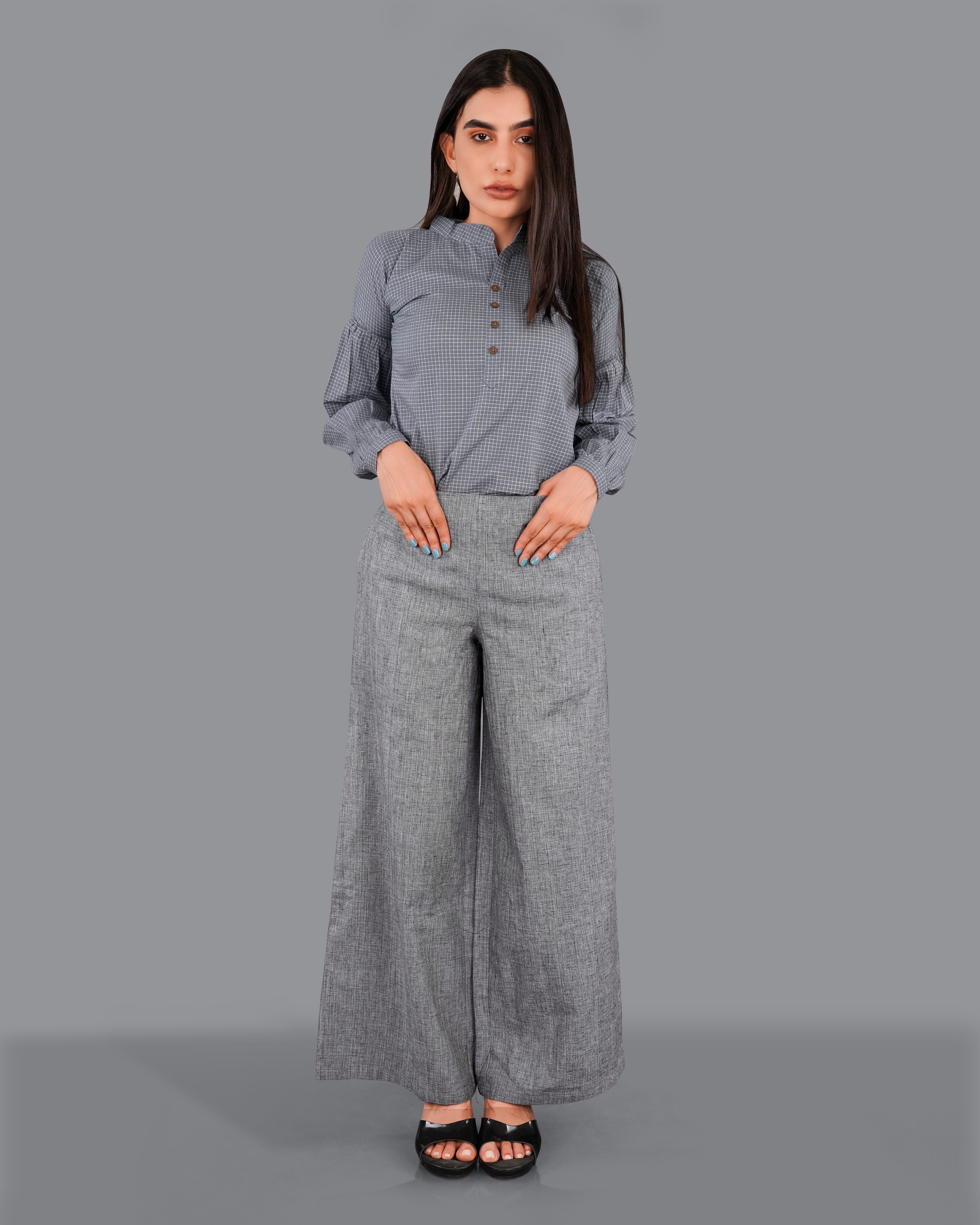 Gunsmoke Gray Premium Cotton A-Line Palazzo