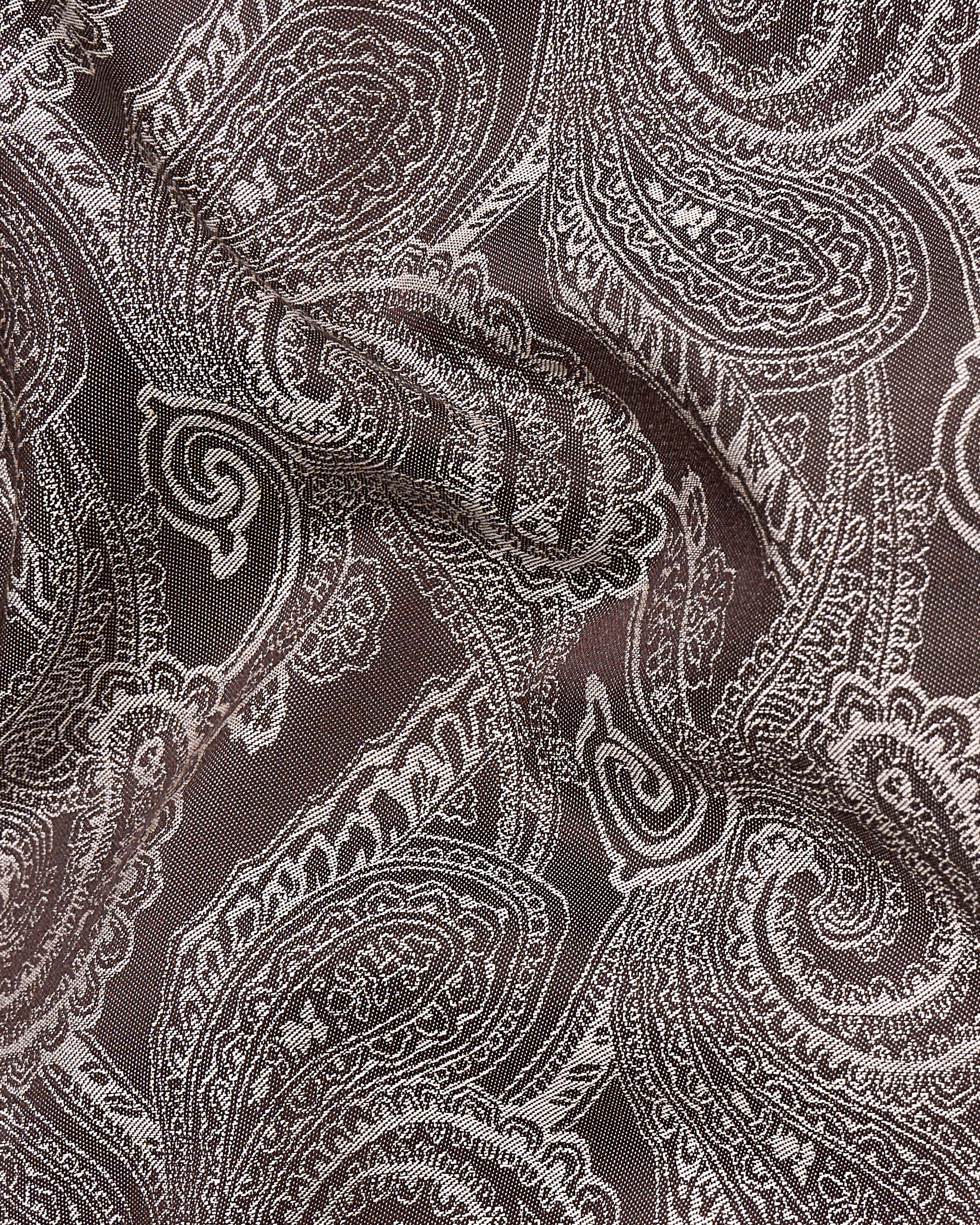 Wenge Brown with Turkey Cream Paisley Printed Premium Cotton Shirt WS001-BLK-32, WS001-BLK-34, WS001-BLK-36, WS001-BLK-38, WS001-BLK-40, WS001-BLK-42