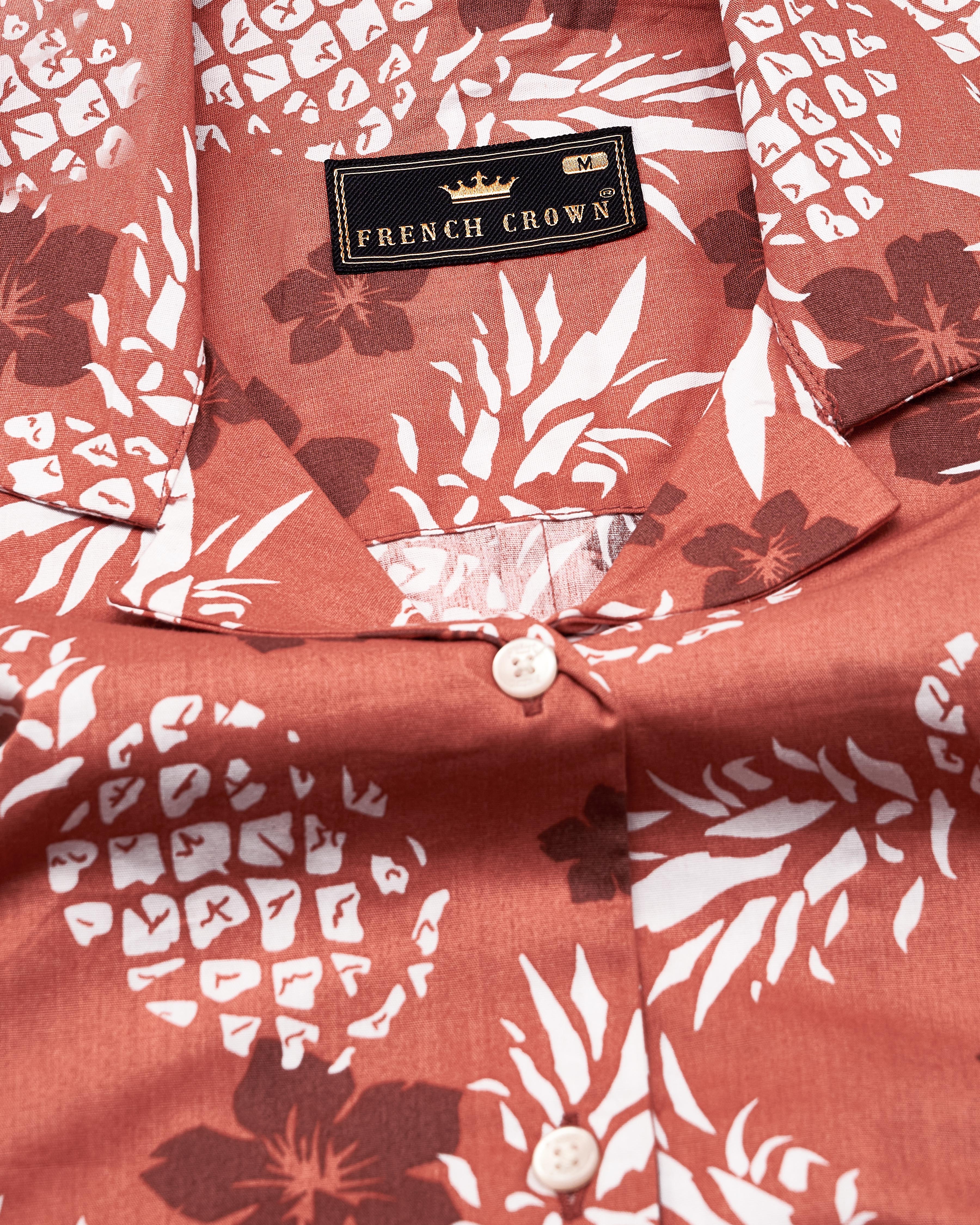 Antique Peach Pineapple Printed Premium Cotton Shirt WS008-32, WS008-34, WS008-36, WS008-38, WS008-40, WS008-42