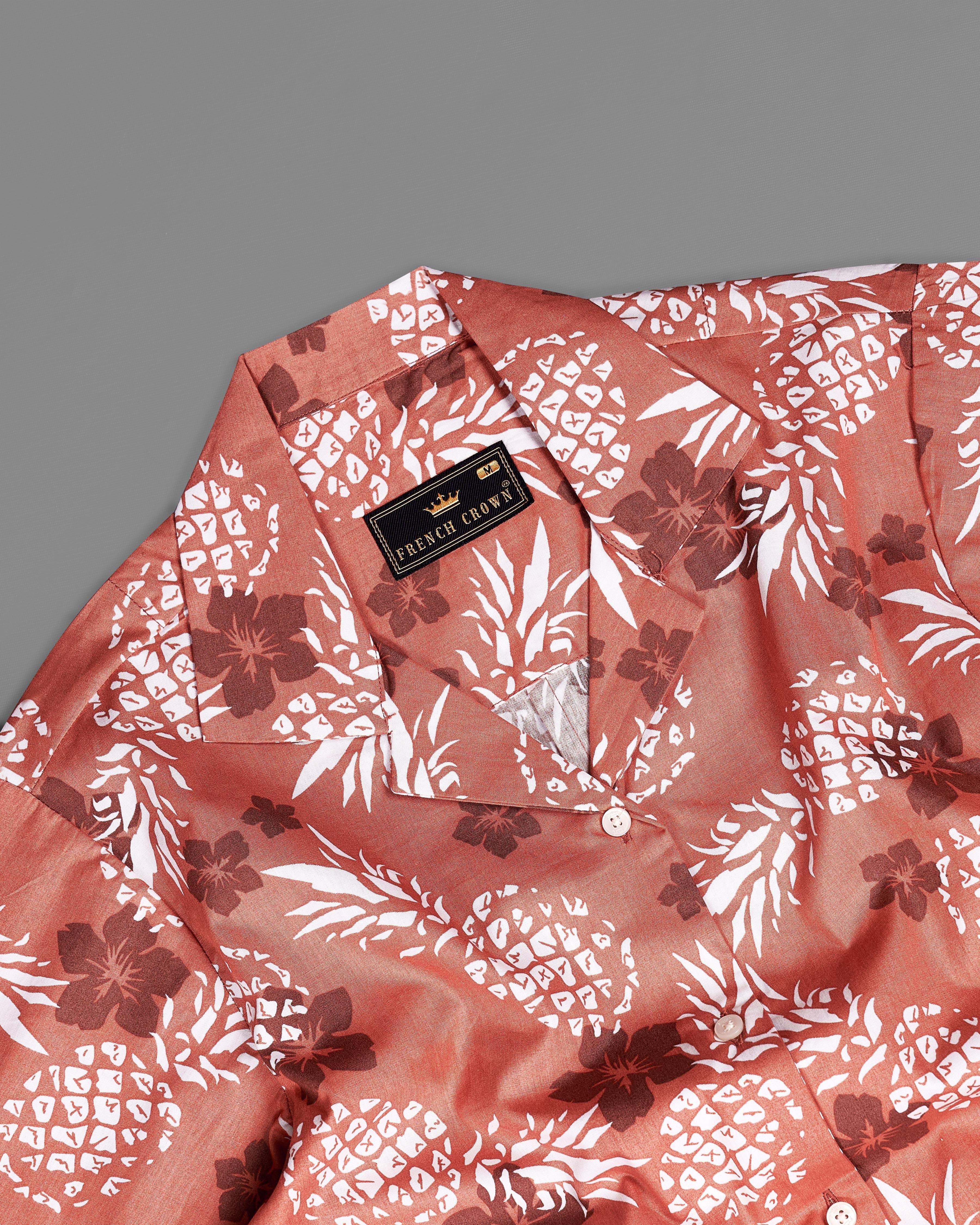 Antique Peach Pineapple Printed Premium Cotton Shirt WS008-32, WS008-34, WS008-36, WS008-38, WS008-40, WS008-42