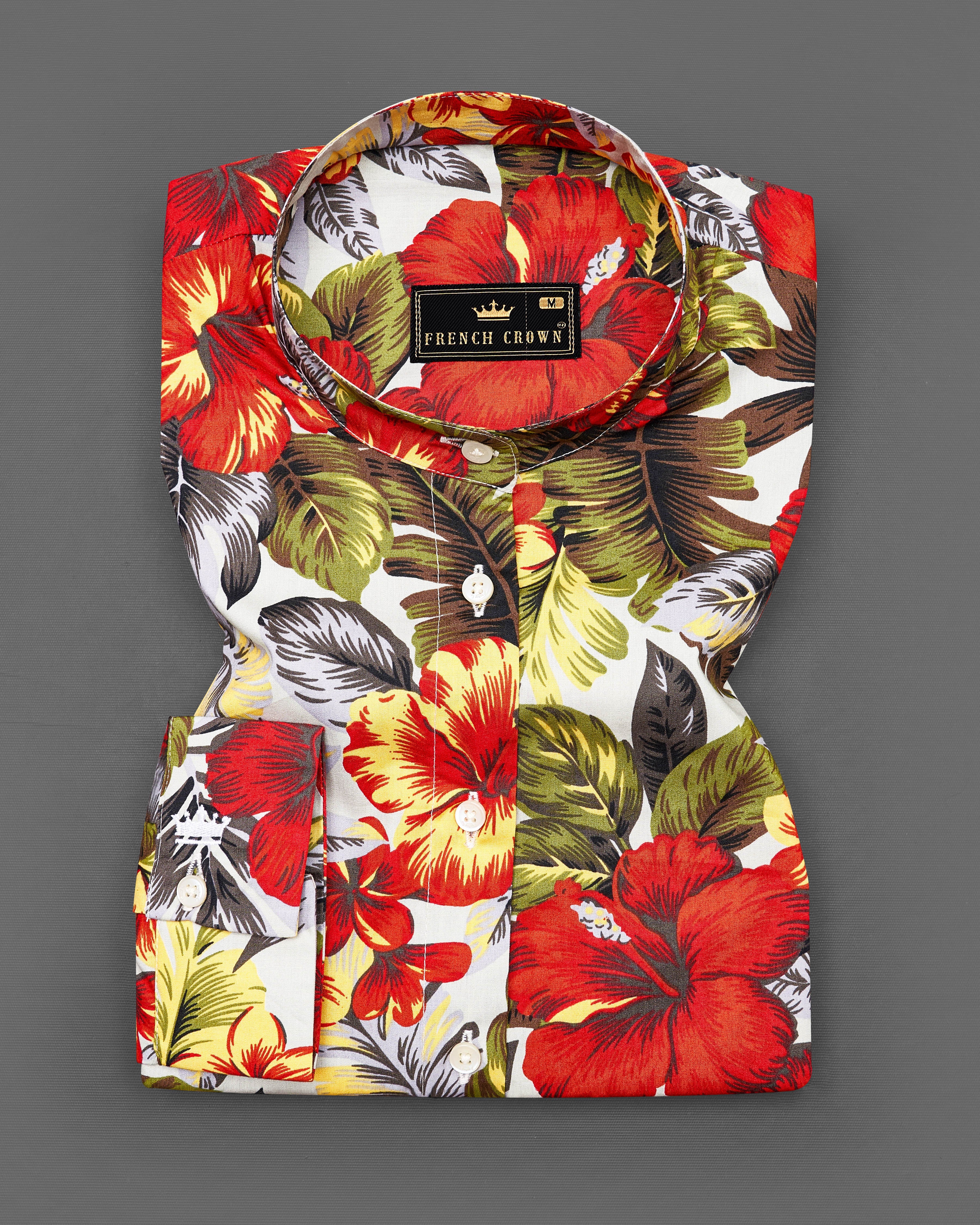 Jasper Red Multicolour Floral Printed Premium Cotton Shirt WS015-M-32, WS015-M-34, WS015-M-36, WS015-M-38, WS015-M-40, WS015-M-42