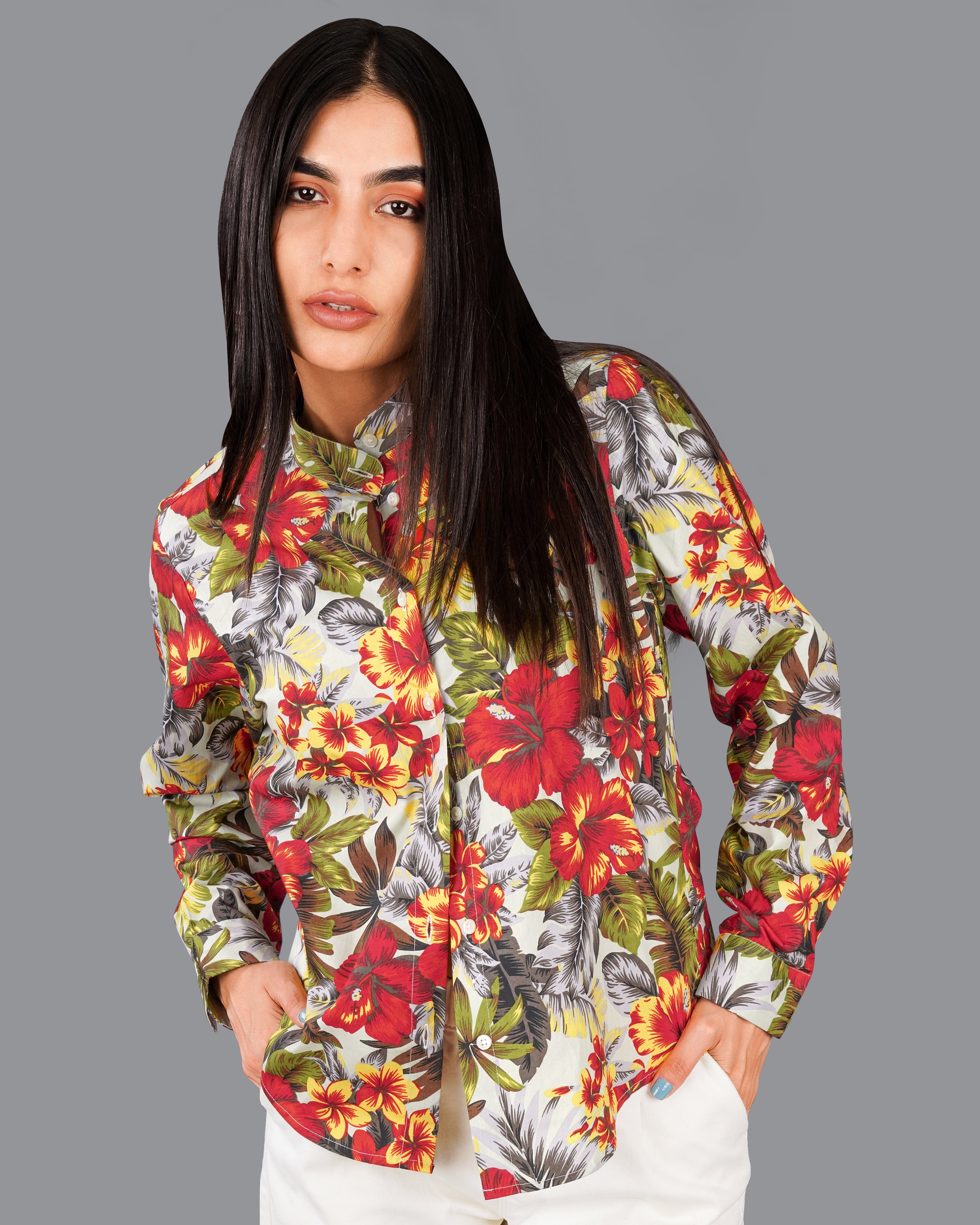 Jasper Red Multicolour Floral Printed Premium Cotton Shirt WS015-M-32, WS015-M-34, WS015-M-36, WS015-M-38, WS015-M-40, WS015-M-42