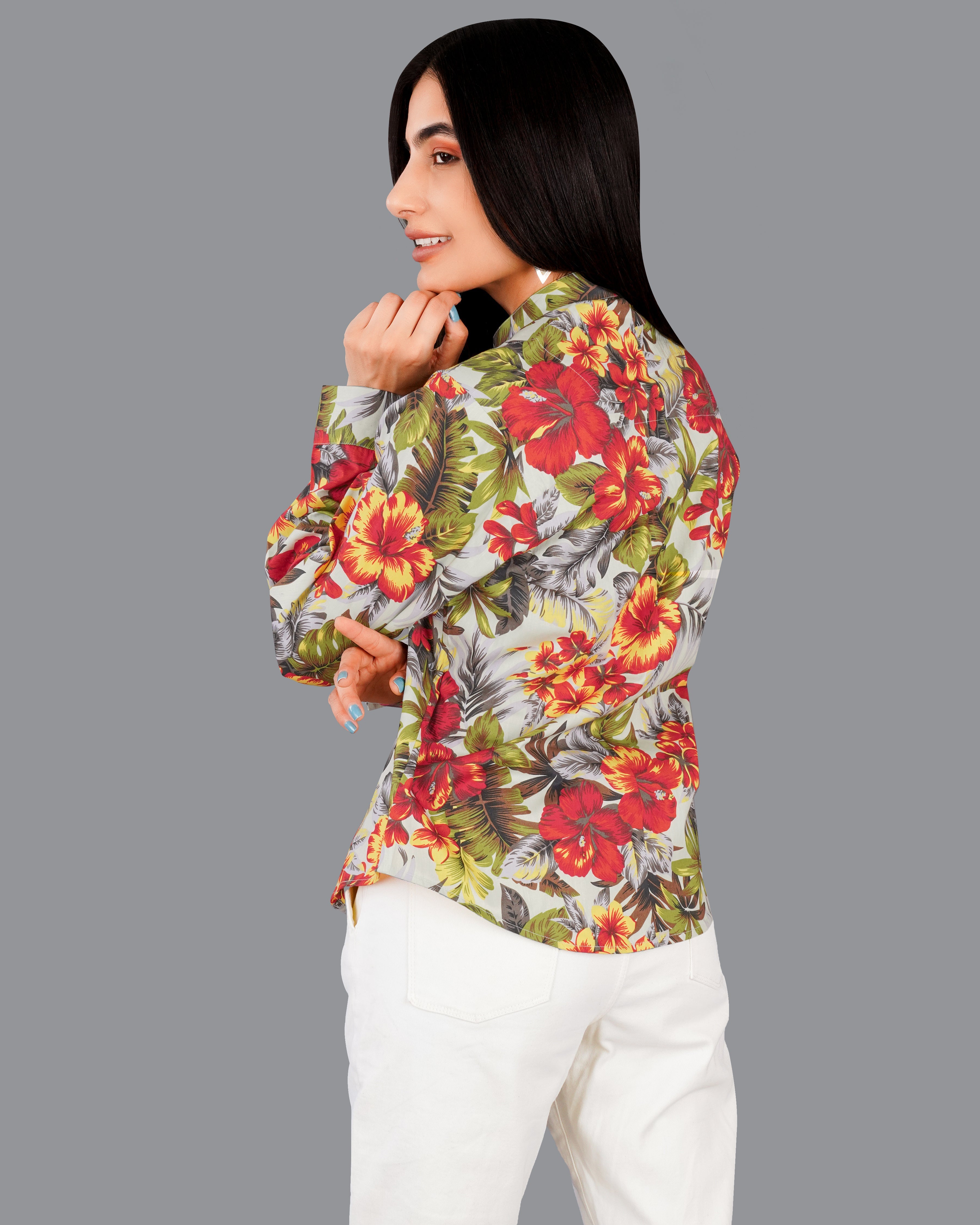 Jasper Red Multicolour Floral Printed Premium Cotton Shirt WS015-M-32, WS015-M-34, WS015-M-36, WS015-M-38, WS015-M-40, WS015-M-42