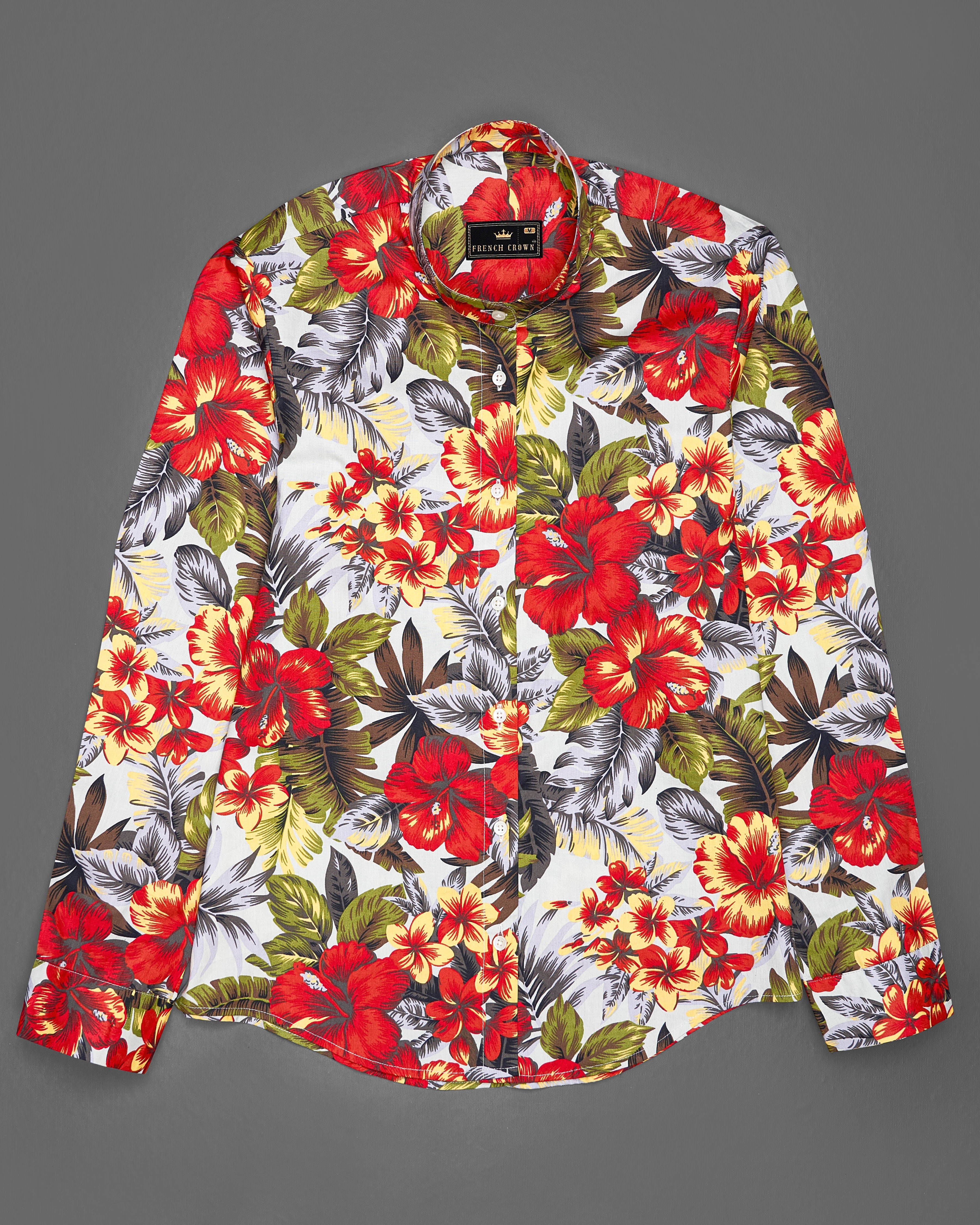 Jasper Red Multicolour Floral Printed Premium Cotton Shirt WS015-M-32, WS015-M-34, WS015-M-36, WS015-M-38, WS015-M-40, WS015-M-42