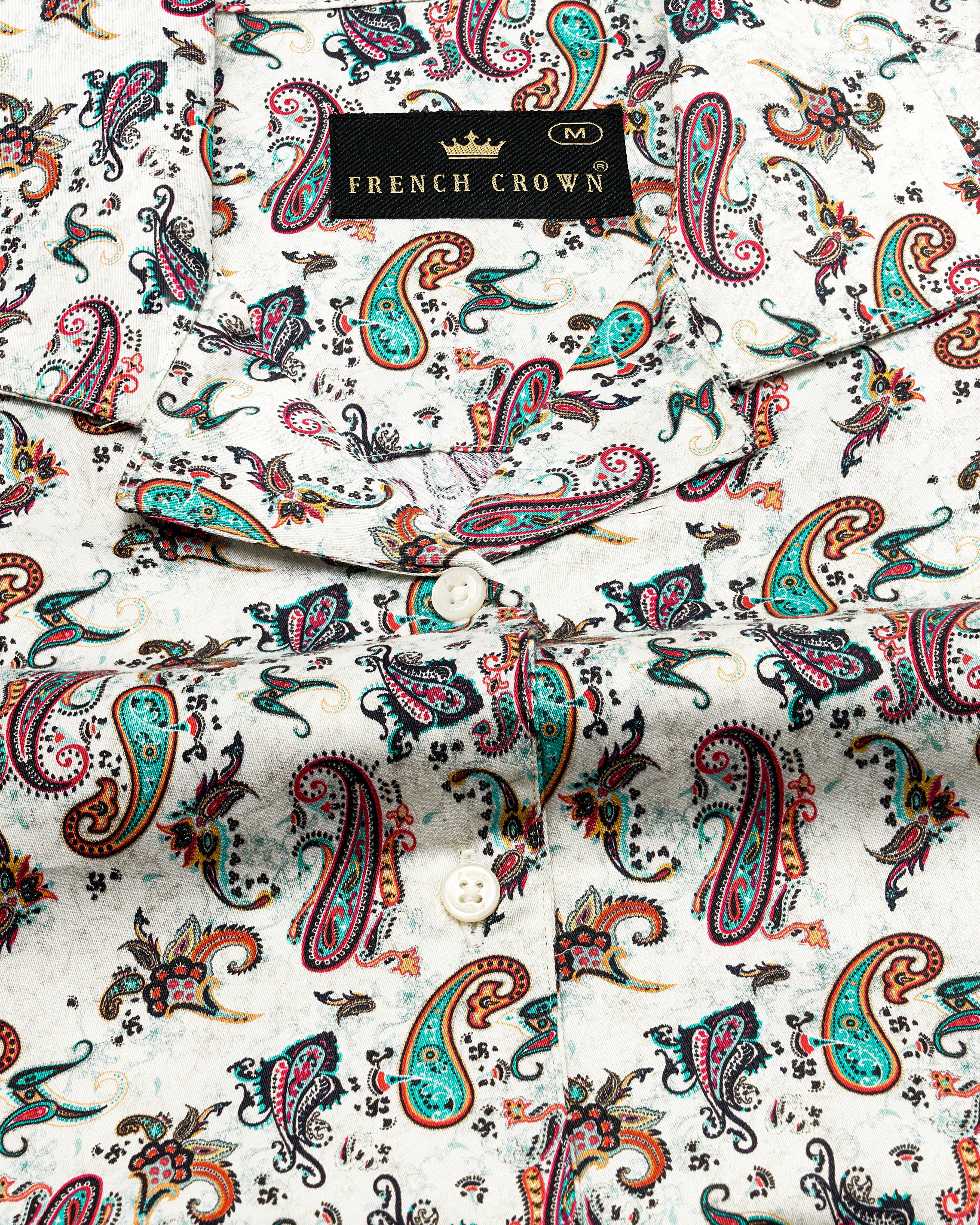 Gainsboro Cream Multicolour Paisley Printed Premium Cotton Shirt WS022-32, WS022-34, WS022-36, WS022-38, WS022-40, WS022-42