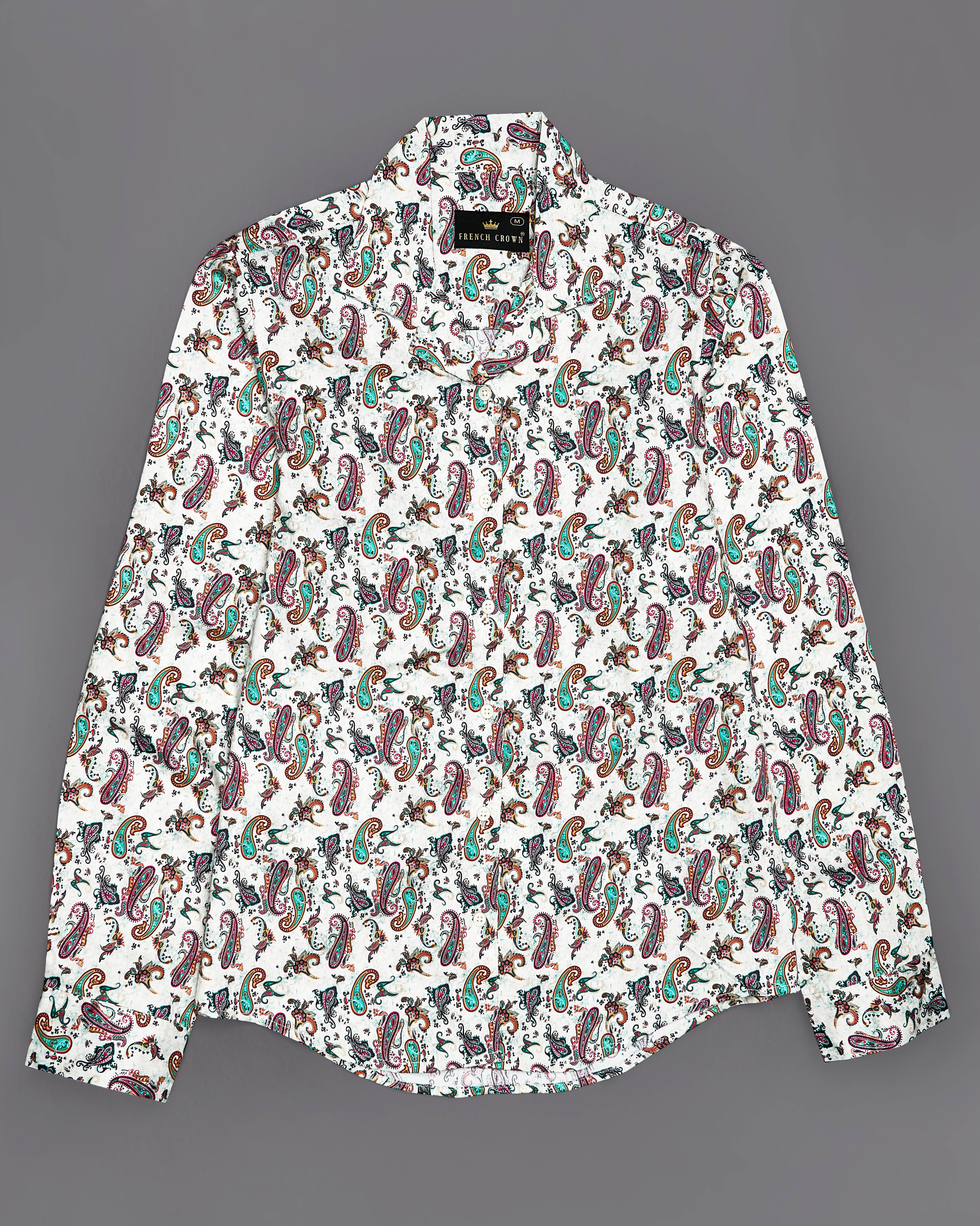 Gainsboro Cream Multicolour Paisley Printed Premium Cotton Shirt WS022-32, WS022-34, WS022-36, WS022-38, WS022-40, WS022-42