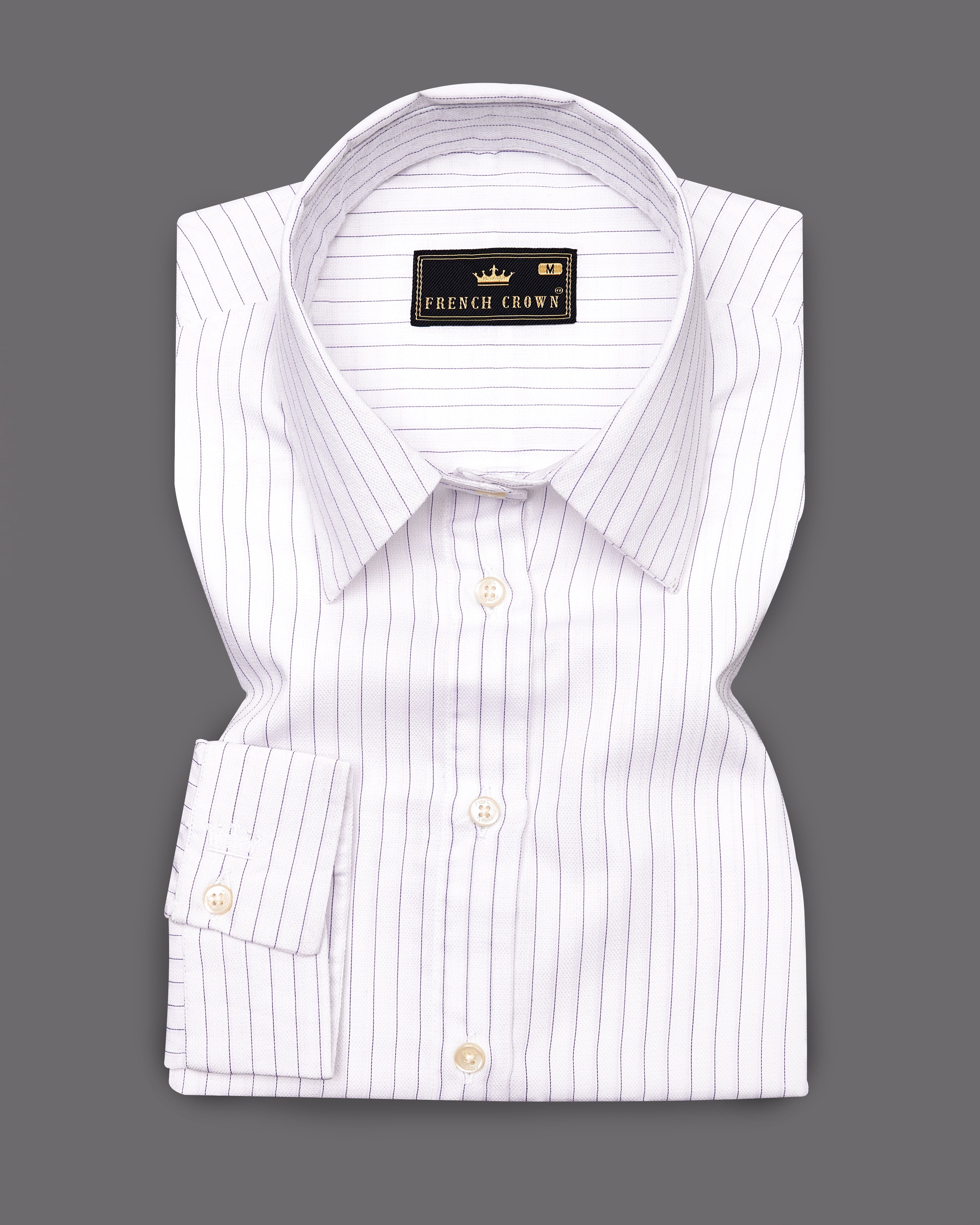 Bright White Striped Premium Cotton Shirt WS030-32, WS030-34, WS030-36, WS030-38, WS030-40, WS030-42