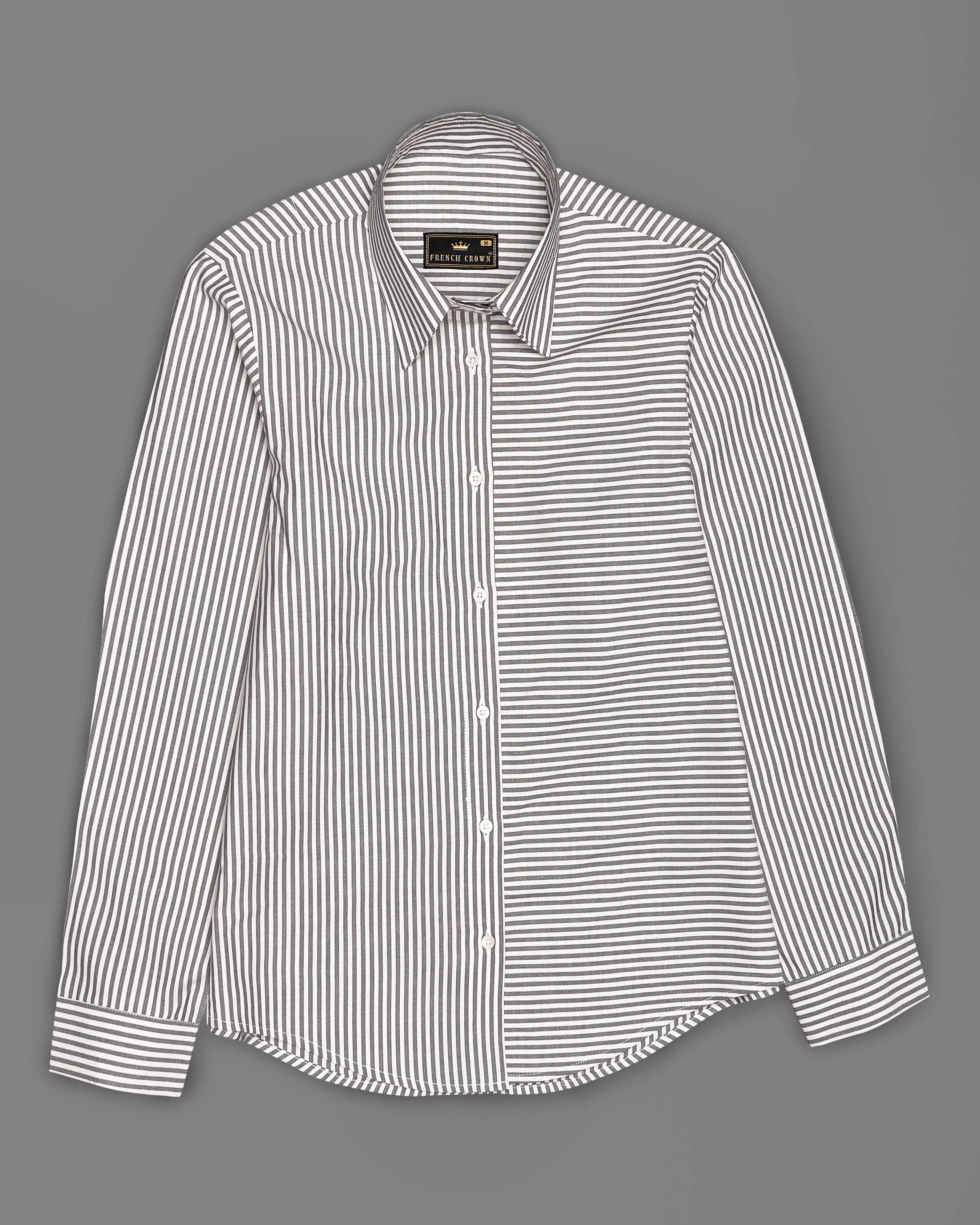 Bright White with Regent Gray Striped Premium Cotton Shirt WS032-32, WS032-34, WS032-36, WS032-38, WS032-40, WS032-42