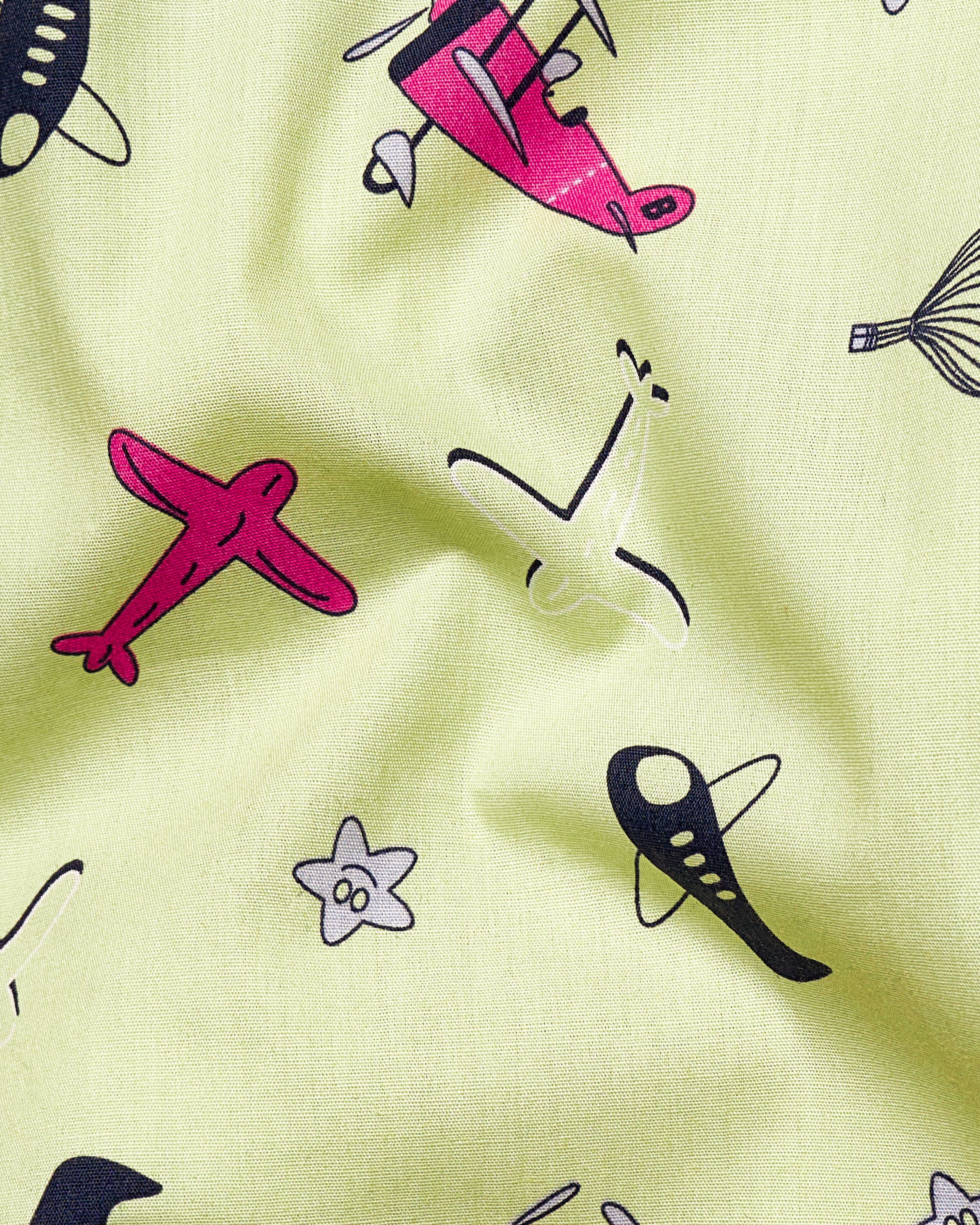 Caper Green Aeroplane Printed Premium Cotton Shirt WS040-M-32, WS040-M-34, WS040-M-36, WS040-M-38, WS040-M-40, WS040-M-42