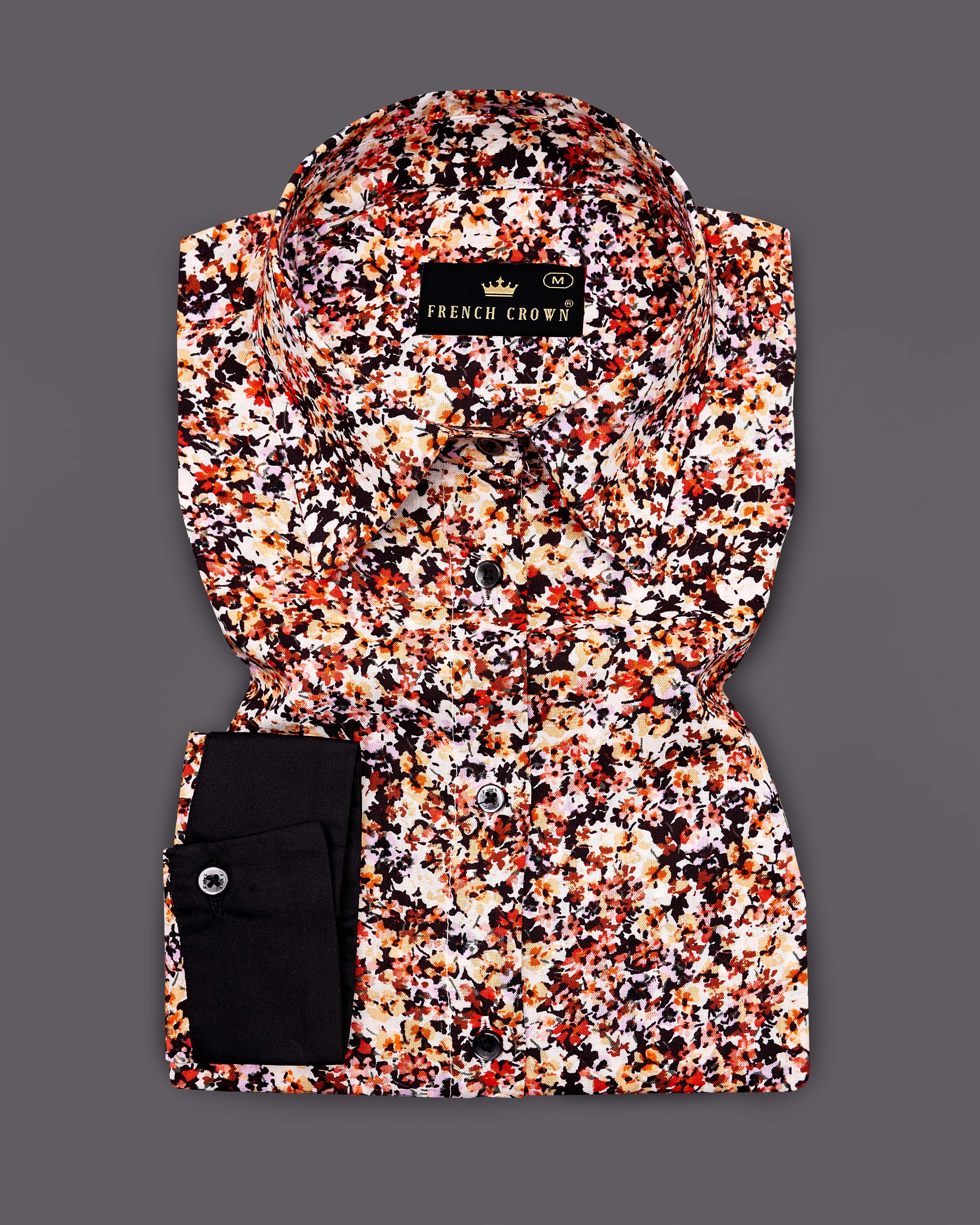 Jasper Red and Multicolored White Ditsy Printed Premium Tencel Shirt WS048-BLK-32, WS048-BLK-34, WS048-BLK-36, WS048-BLK-38, WS048-BLK-40, WS048-BLK-42