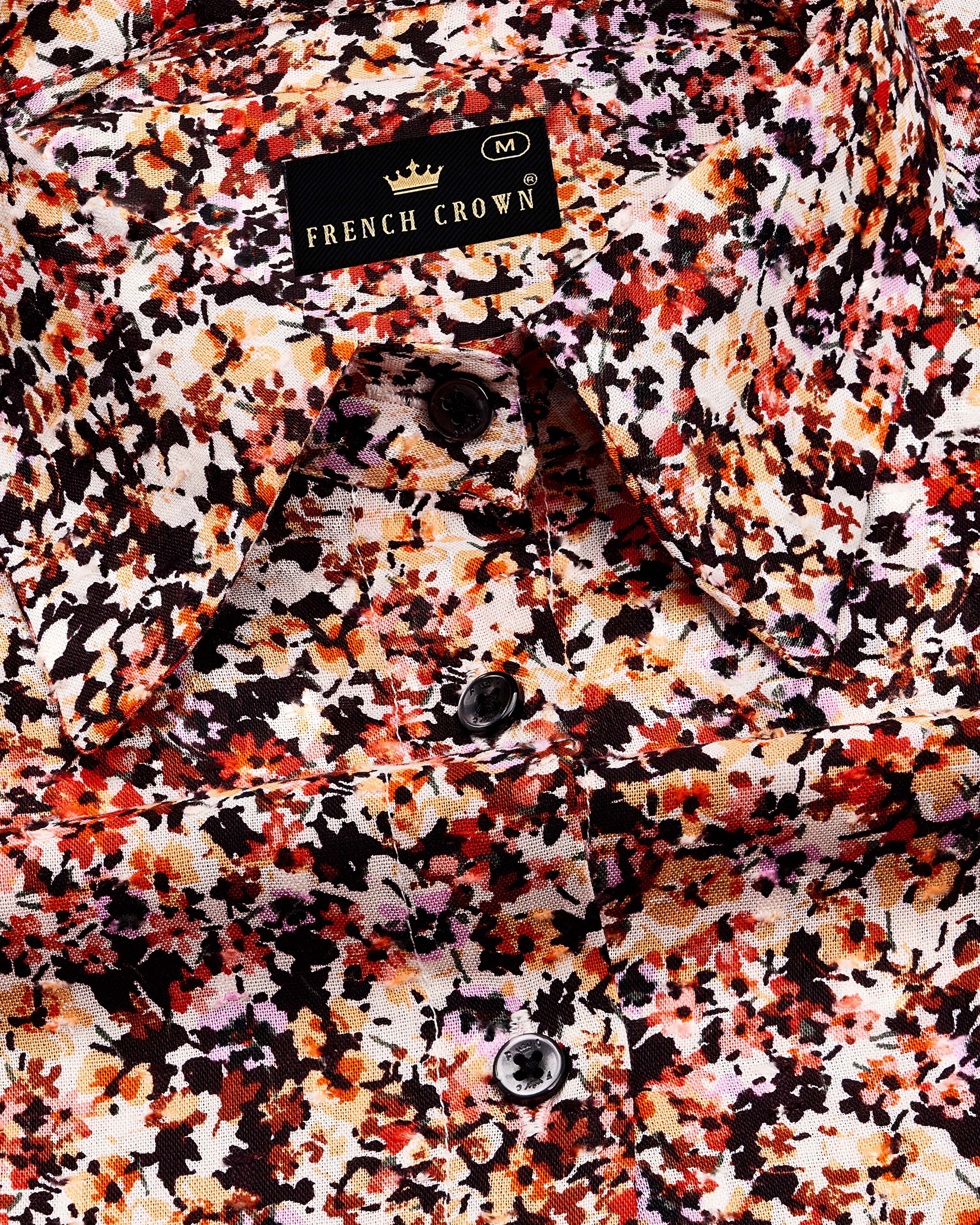 Jasper Red and Multicolored White Ditsy Printed Premium Tencel Shirt WS048-BLK-32, WS048-BLK-34, WS048-BLK-36, WS048-BLK-38, WS048-BLK-40, WS048-BLK-42