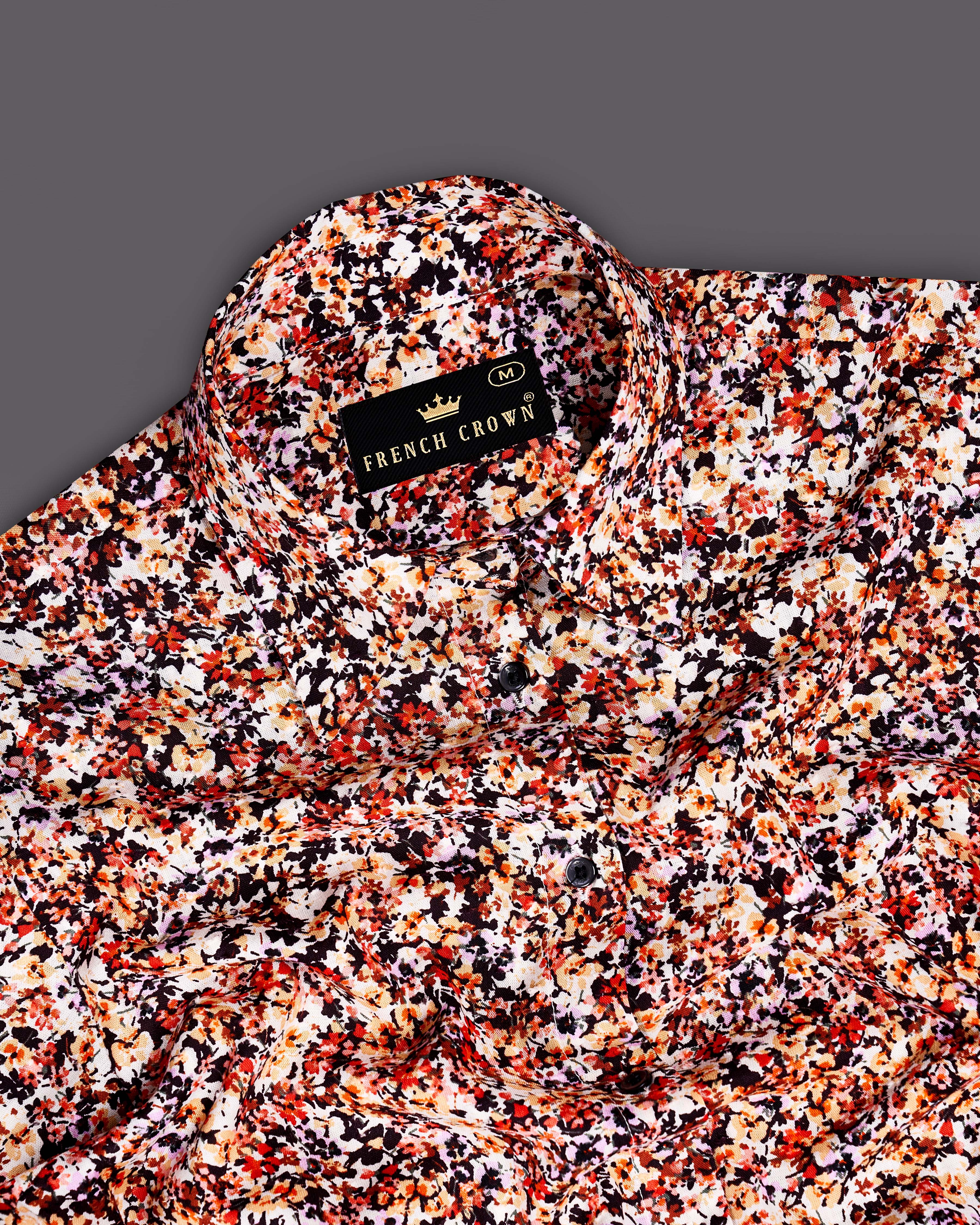 Jasper Red and Multicolored White Ditsy Printed Premium Tencel Shirt WS048-BLK-32, WS048-BLK-34, WS048-BLK-36, WS048-BLK-38, WS048-BLK-40, WS048-BLK-42