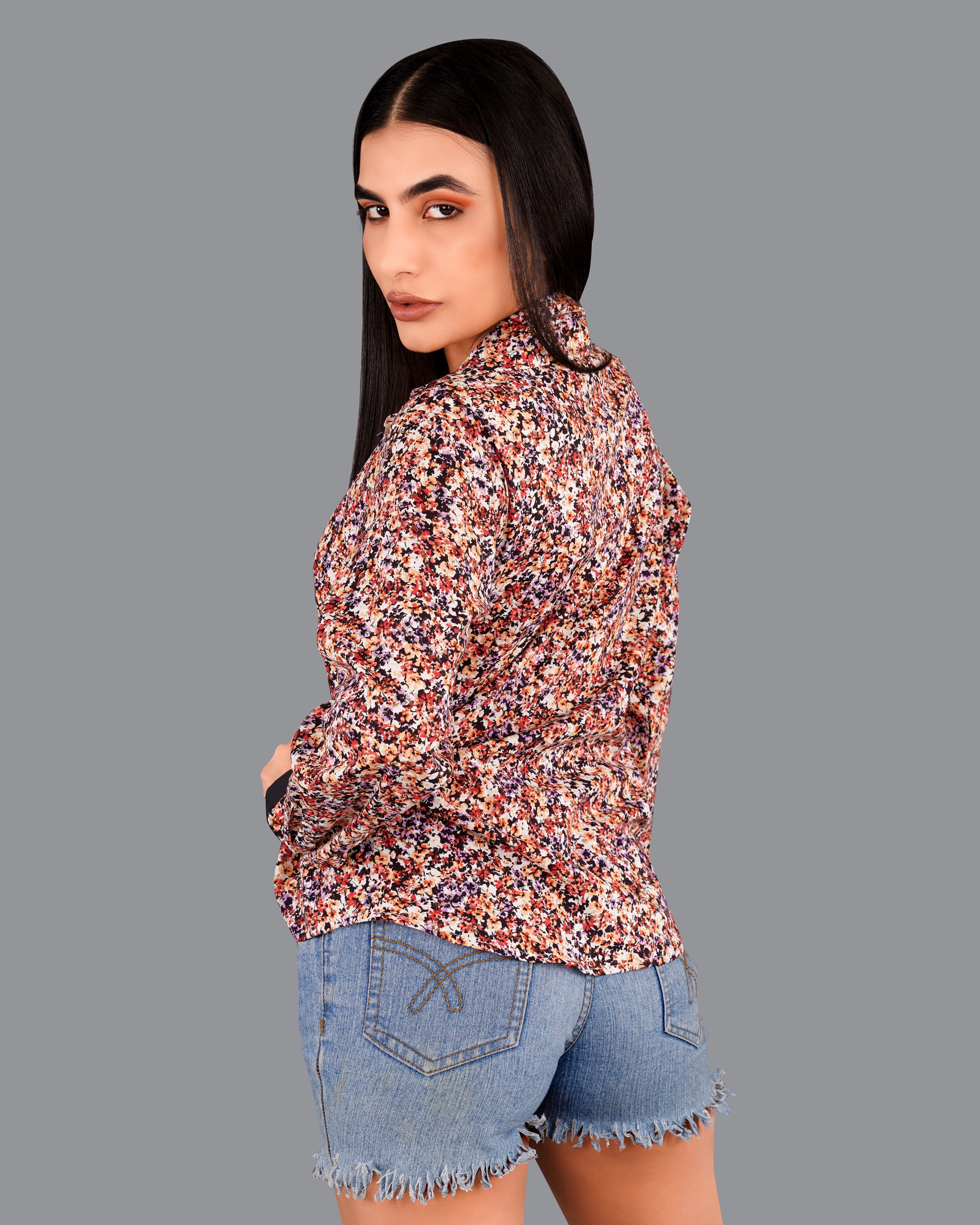 Jasper Red and Multicolored White Ditsy Printed Premium Tencel Shirt WS048-BLK-32, WS048-BLK-34, WS048-BLK-36, WS048-BLK-38, WS048-BLK-40, WS048-BLK-42