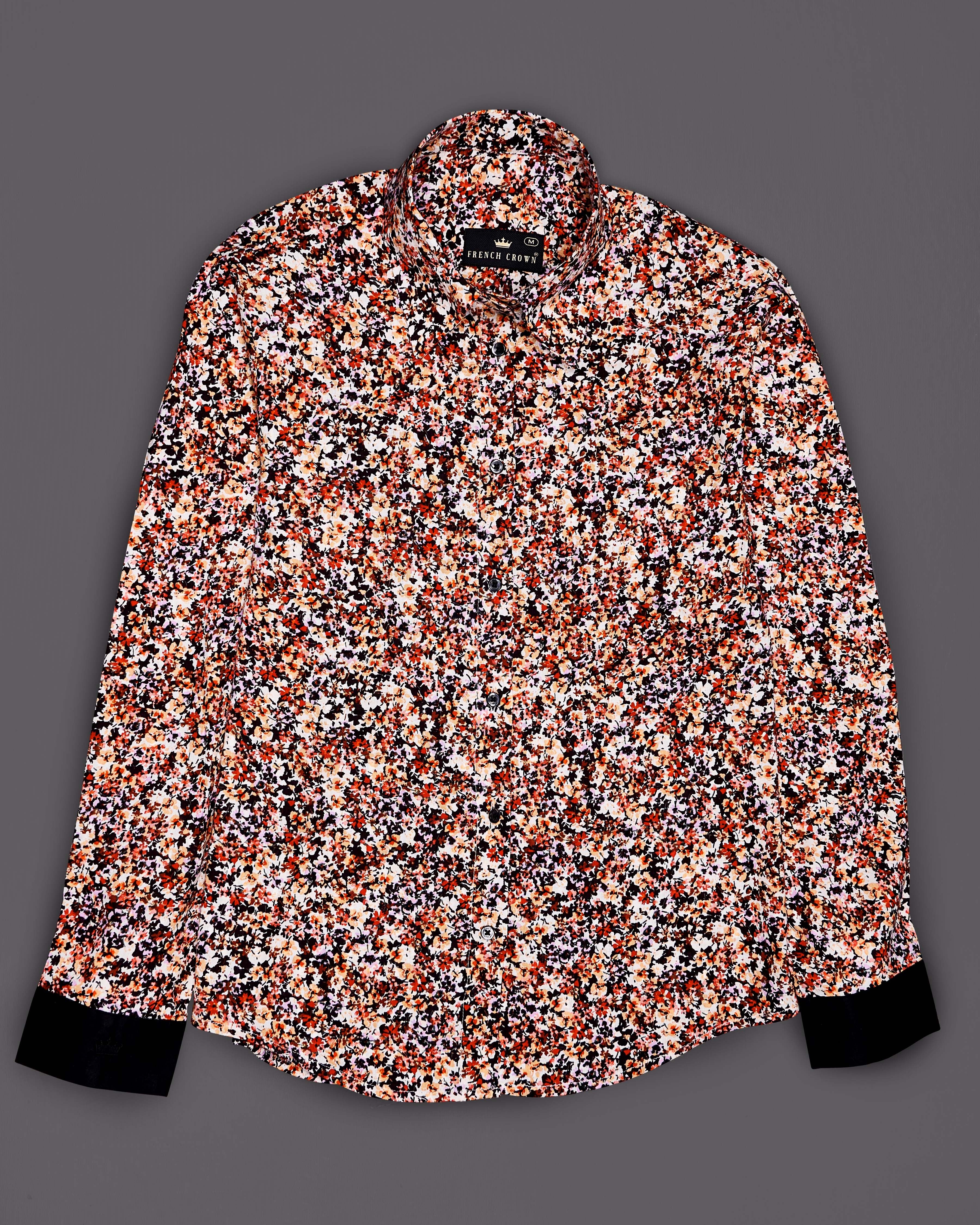 Jasper Red and Multicolored White Ditsy Printed Premium Tencel Shirt WS048-BLK-32, WS048-BLK-34, WS048-BLK-36, WS048-BLK-38, WS048-BLK-40, WS048-BLK-42