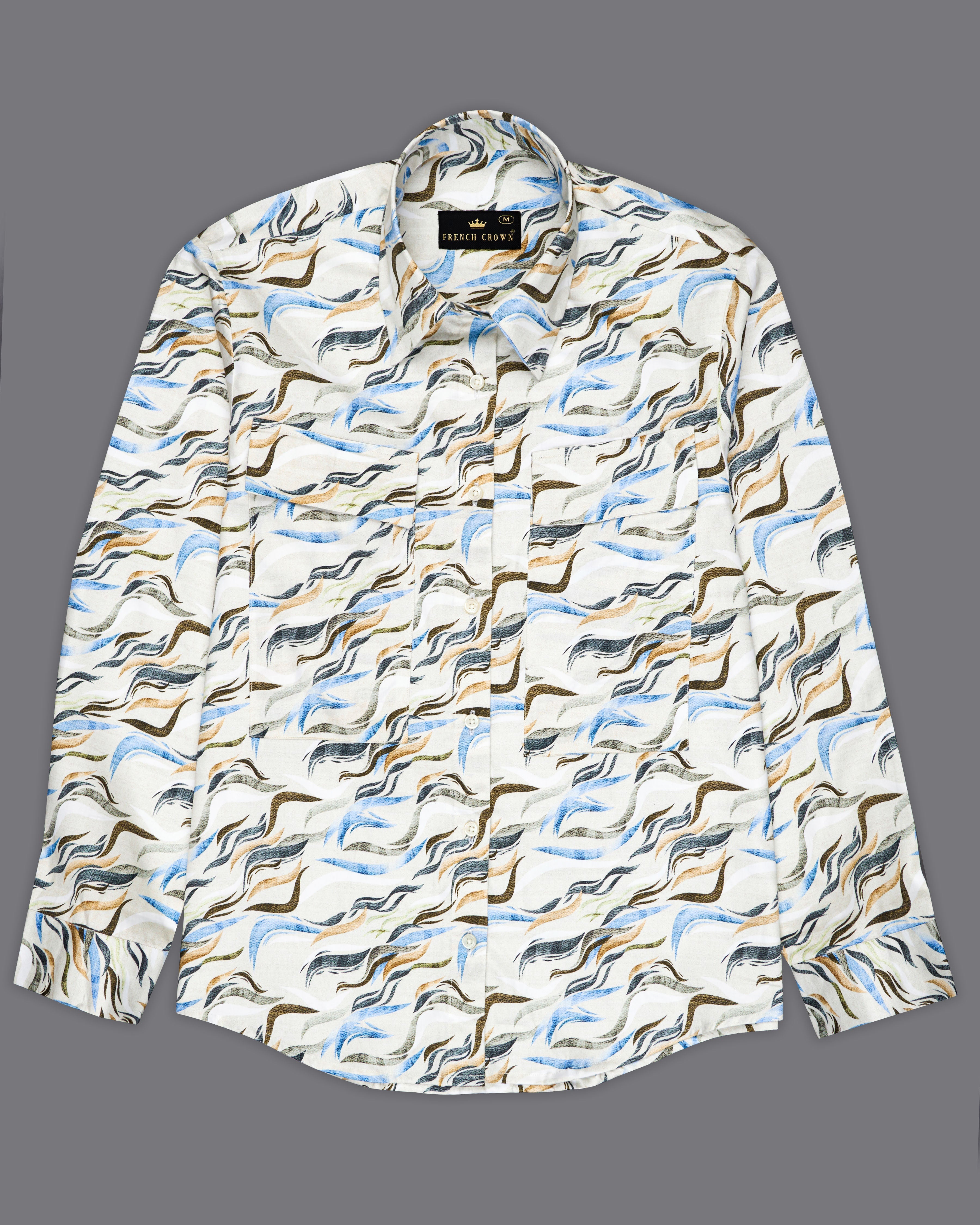 Bright White with Curious Blue Printed Super Soft Premium Cotton Women’s Shirt WS057-32, WS057-34, WS057-36, WS057-38, WS057-40, WS057-42