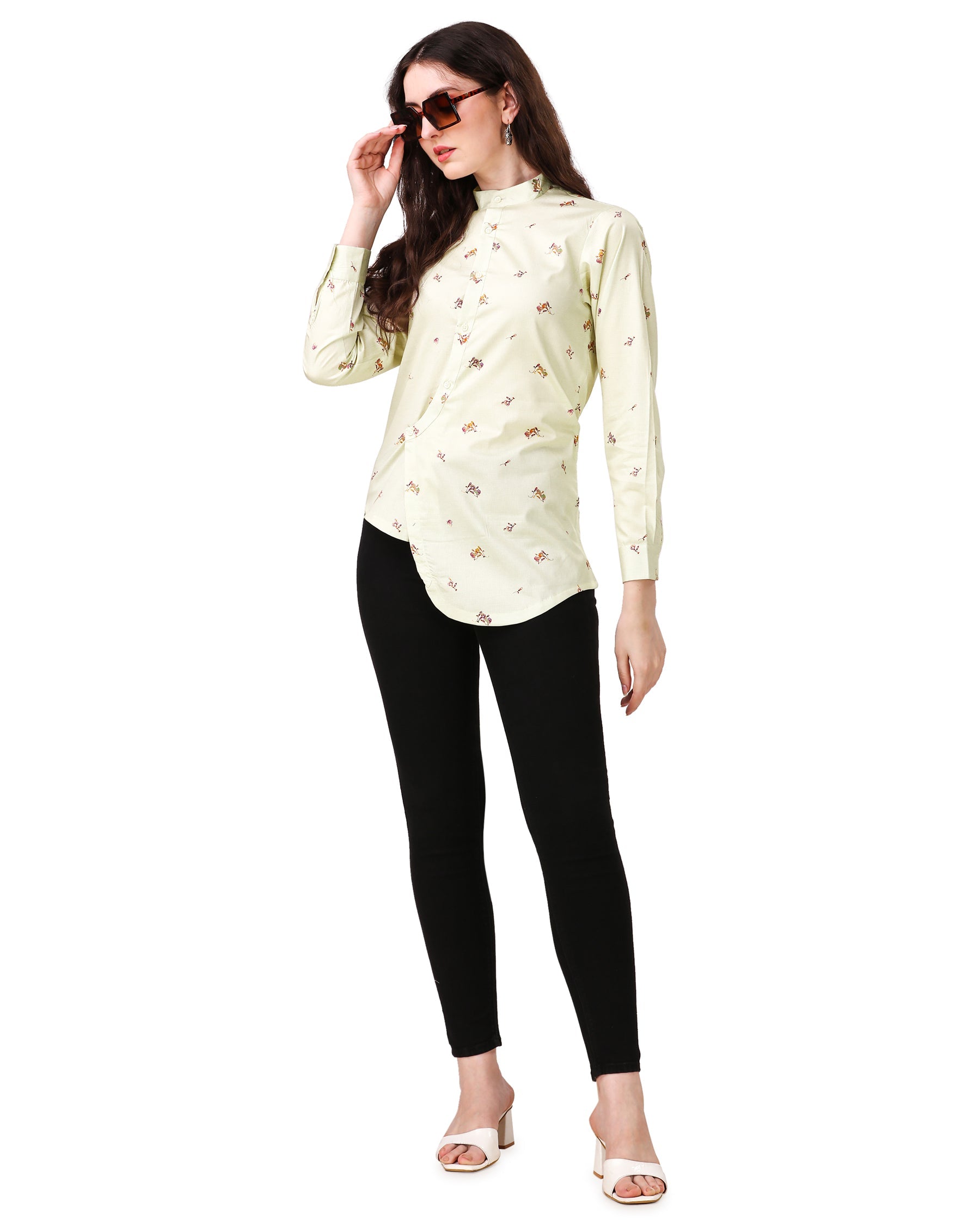 Merino Beige Printed Super Soft Premium Cotton Women’s Shirt