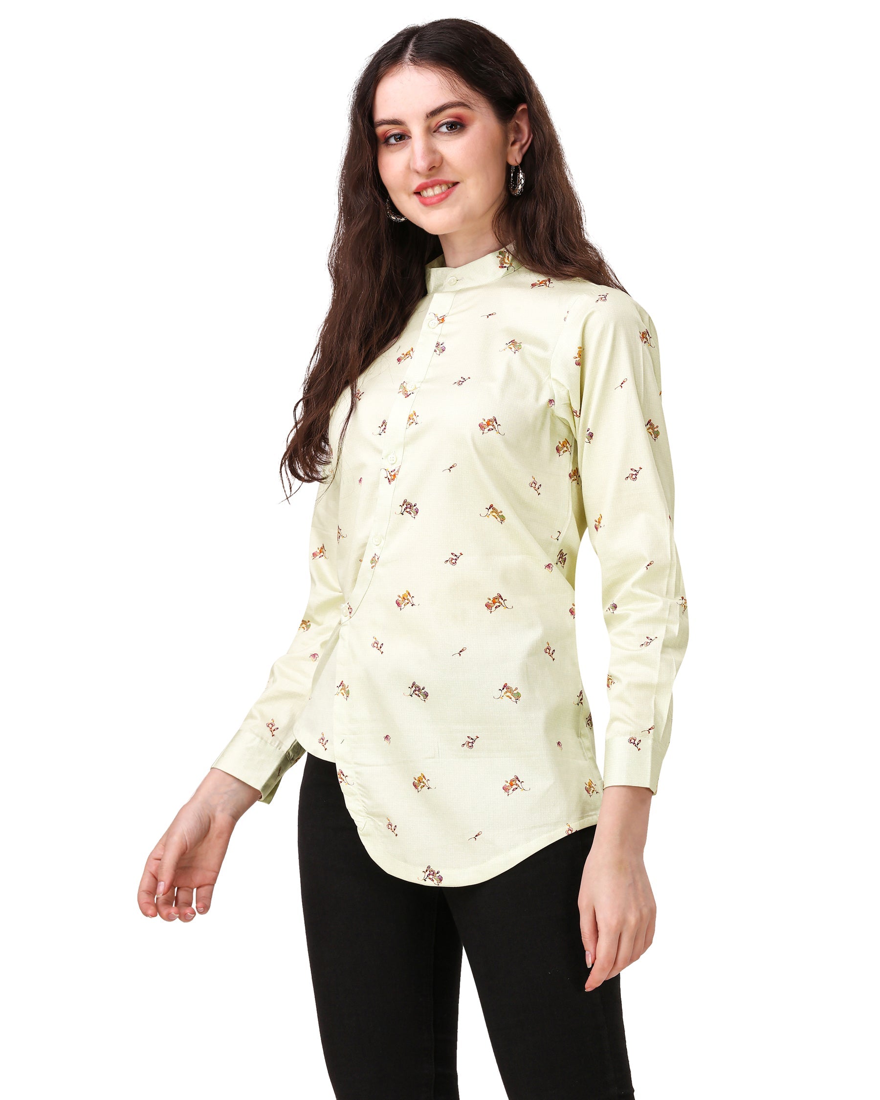 Merino Beige Printed Super Soft Premium Cotton Women’s Shirt