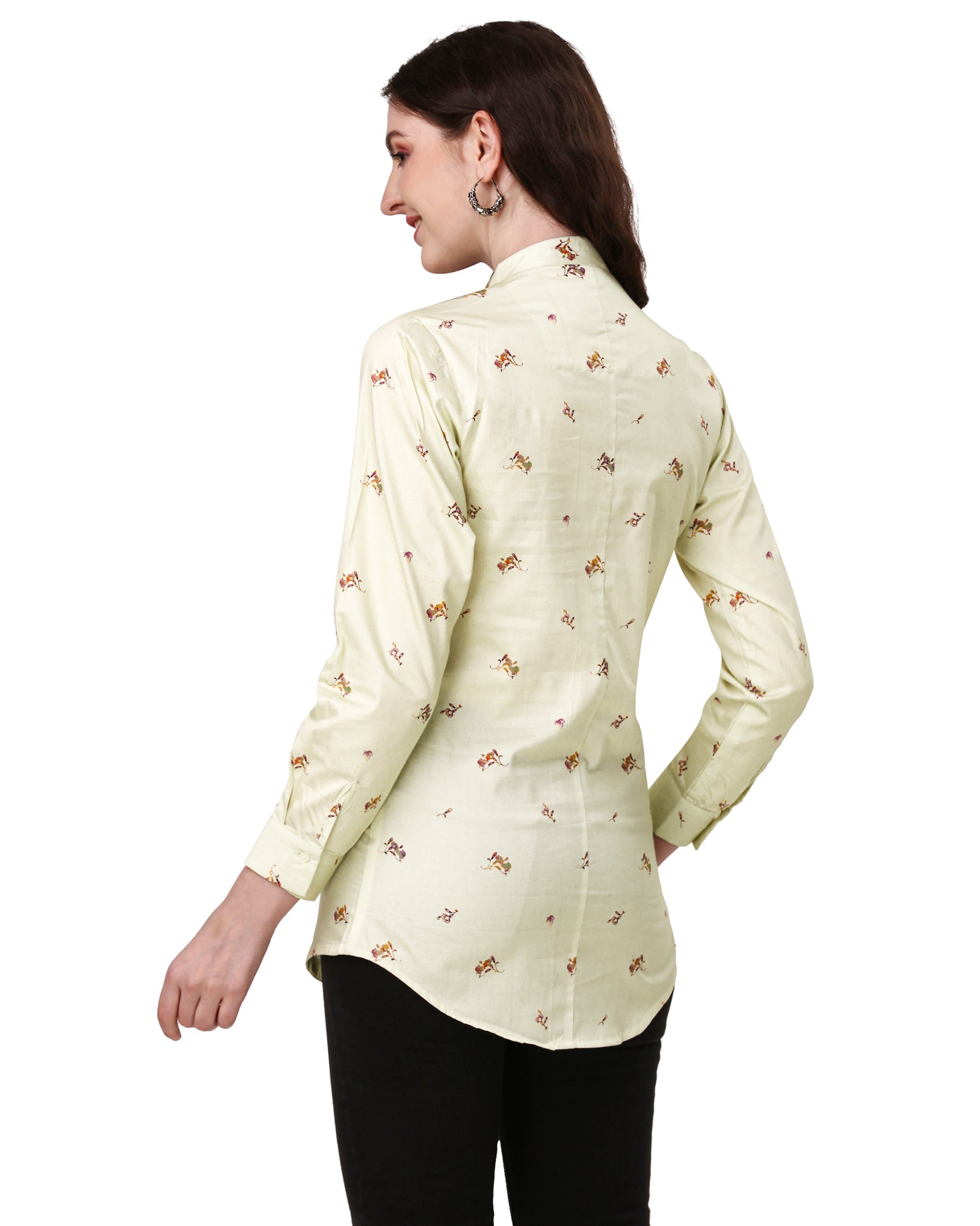 Merino Beige Printed Super Soft Premium Cotton Women’s Shirt