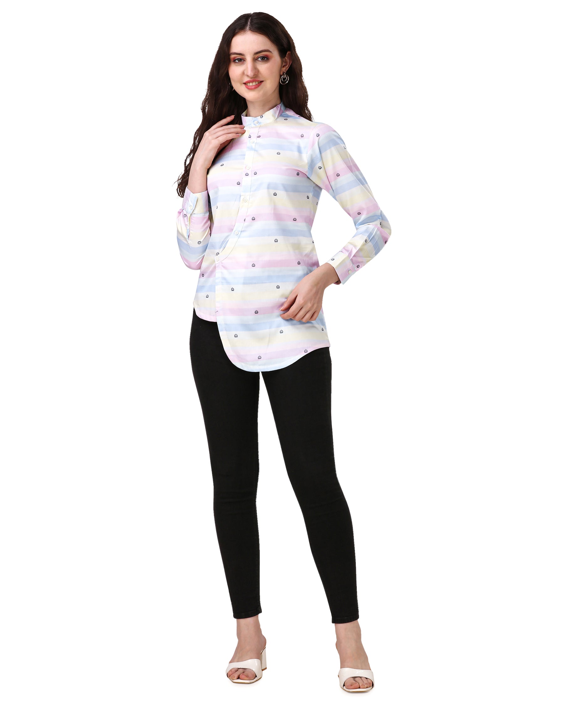 Cherub Pink and Multicolour Printed Super Soft Premium Cotton Women’s Shirt