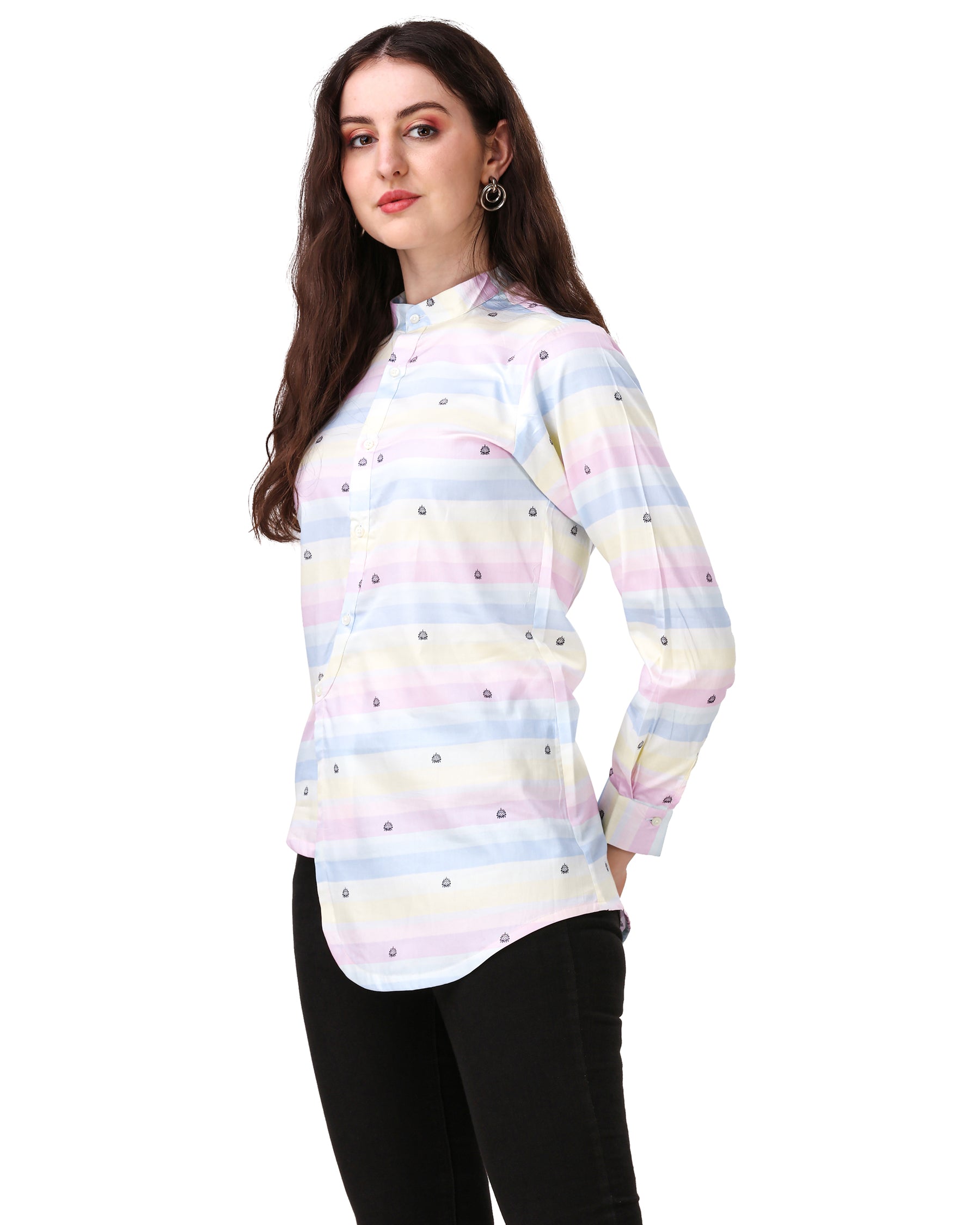 Cherub Pink and Multicolour Printed Super Soft Premium Cotton Women’s Shirt