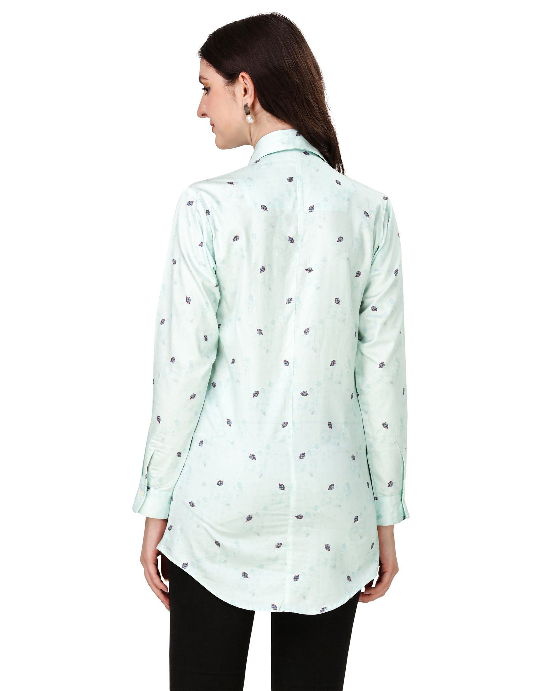 Periglacial Green with Feather Printed Super Soft Premium Cotton Women’s Shirt