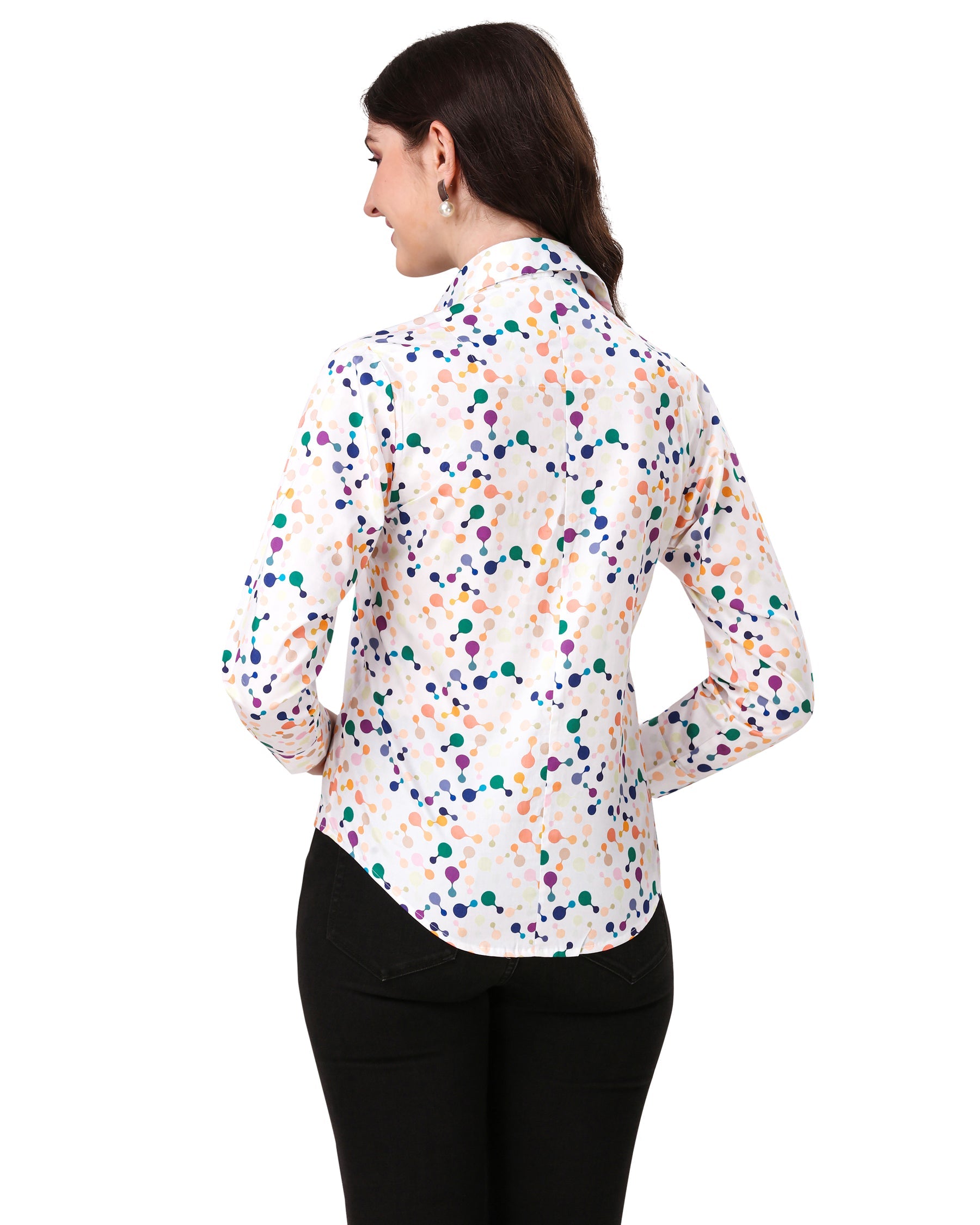 Bright White with Butterfly Bush Blue Printed Super Soft Premium Cotton Women’s Shirt