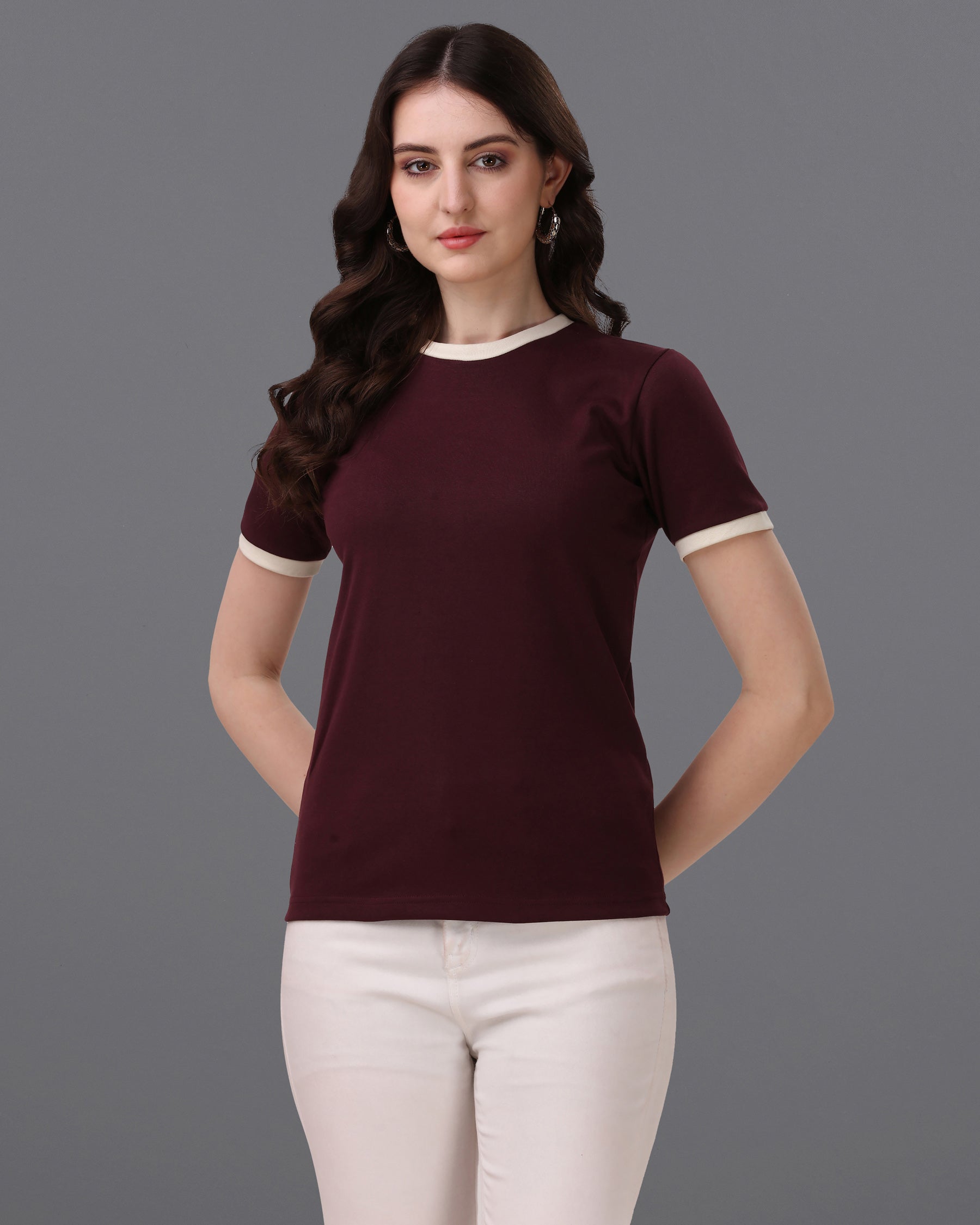 Eclipse Maroon Premium Cotton T-Shirt WTP041-32, WTP041-34, WTP041-36, WTP041-38, WTP041-40, WTP041-42