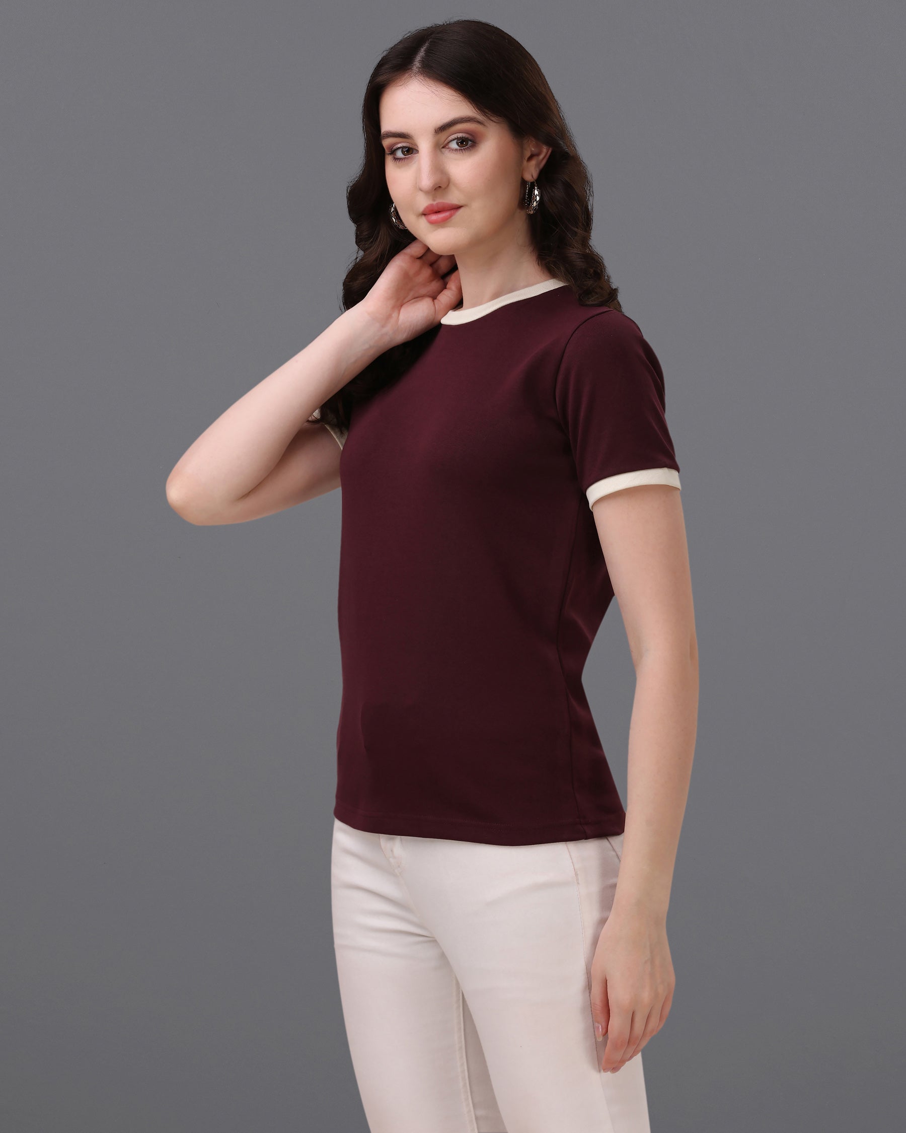 Eclipse Maroon Premium Cotton T-Shirt WTP041-32, WTP041-34, WTP041-36, WTP041-38, WTP041-40, WTP041-42