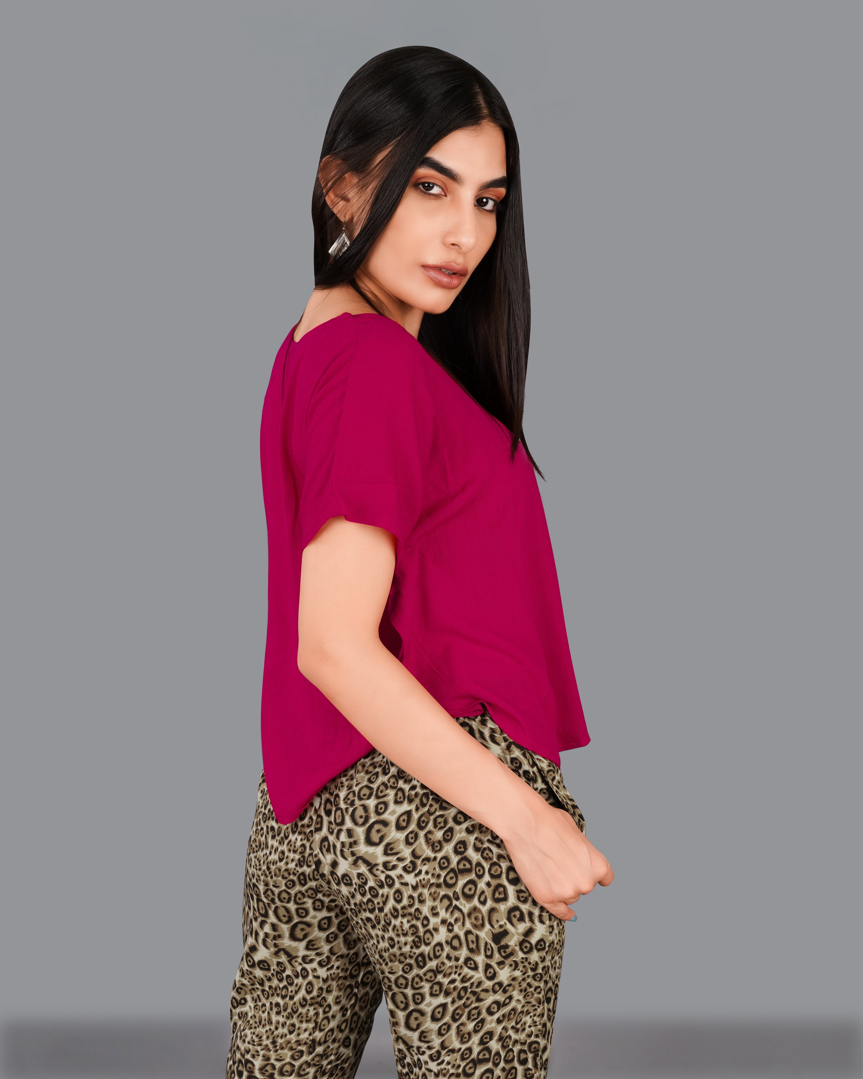 Mulberry Pink Viscose Crop Top WTP028-32, WTP028-34, WTP028-36, WTP028-38, WTP028-40, WTP028-42