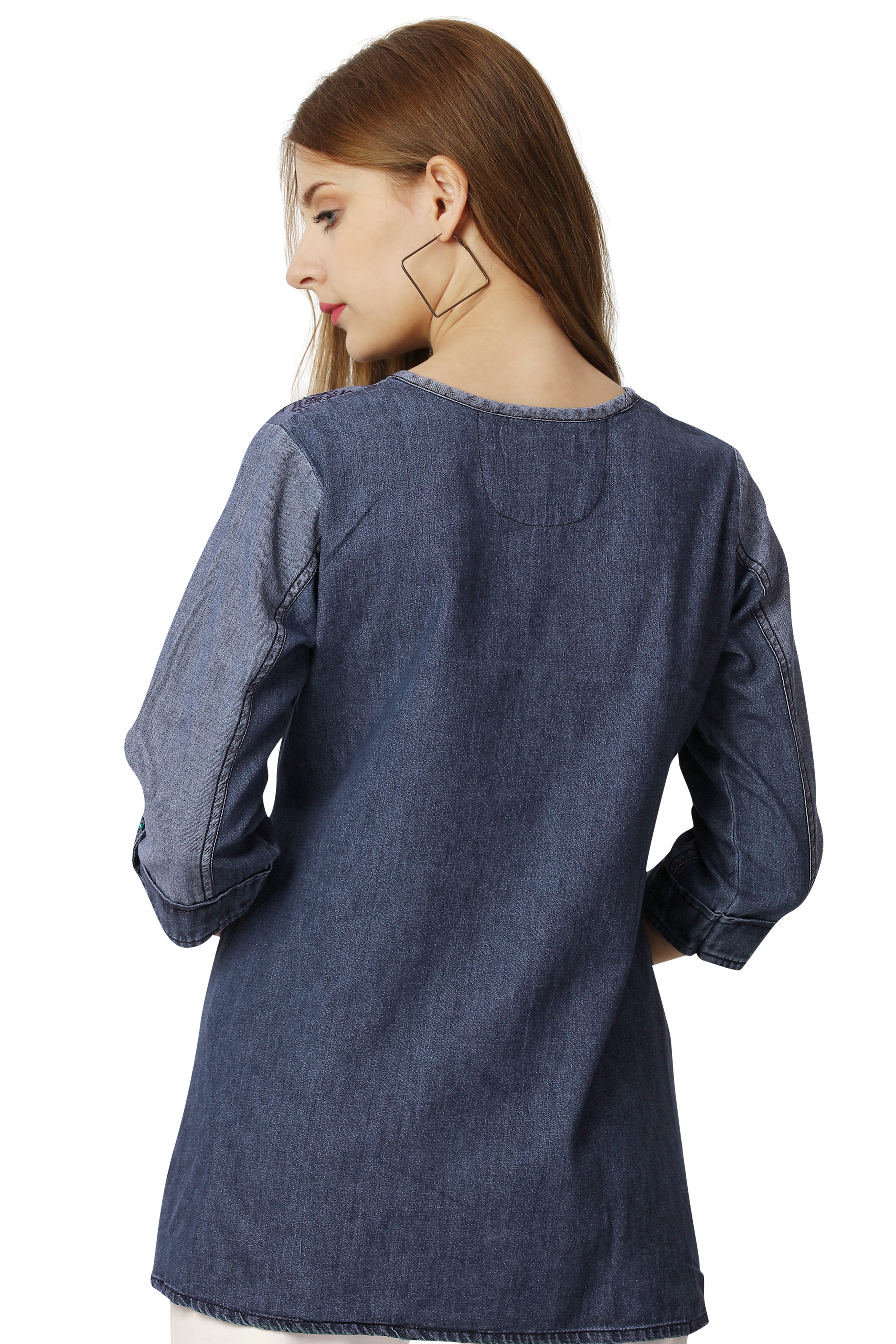 Waikawa Blue and Martini Gray Denim Top